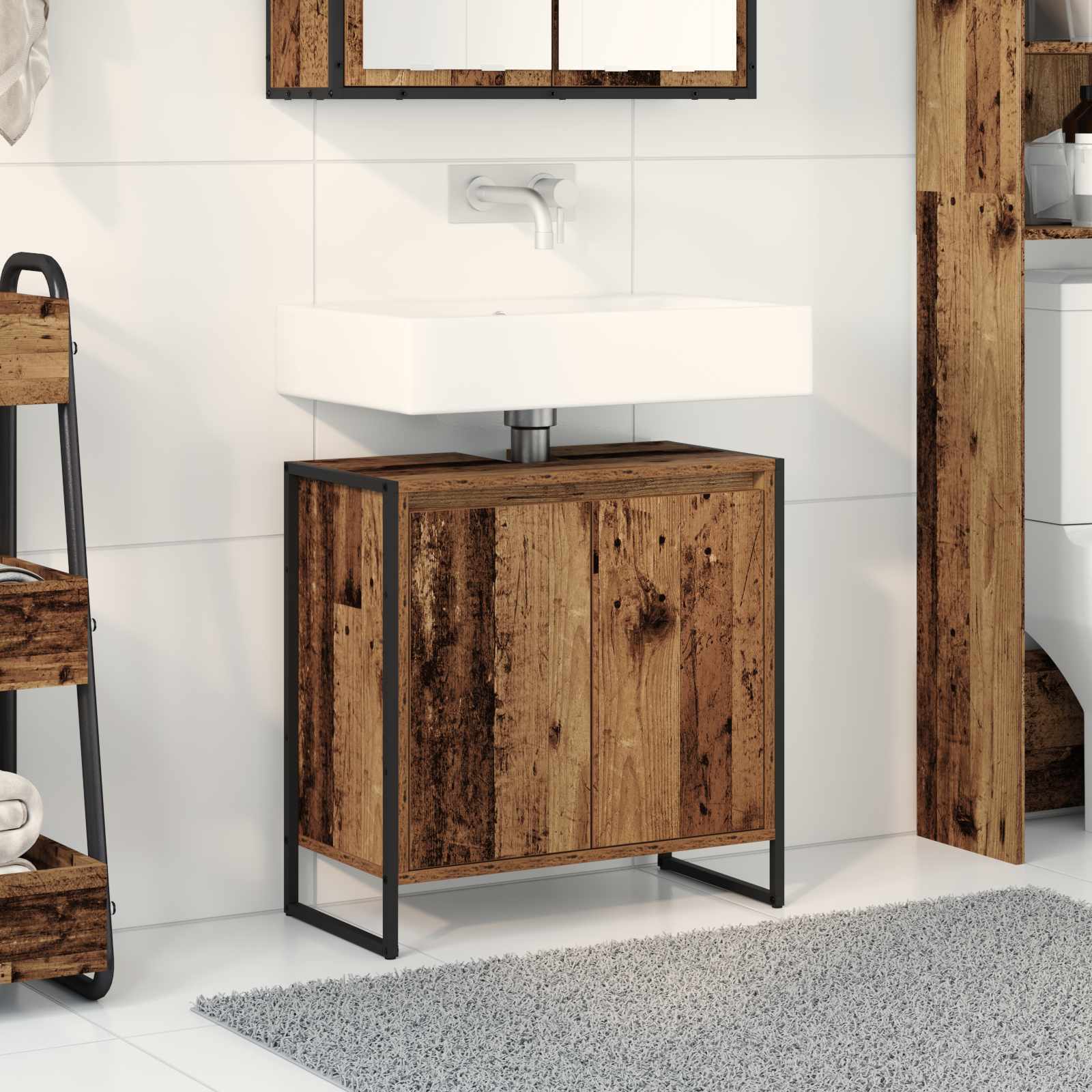 vidaXL Badkamer Kast Zwart Eiken 90 x 30 x 60 cm Bewerkt hout
