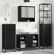 vidaXL Badkamer Kast Zwart Eiken 40 x 30 x 180 cm Bewerkt hout