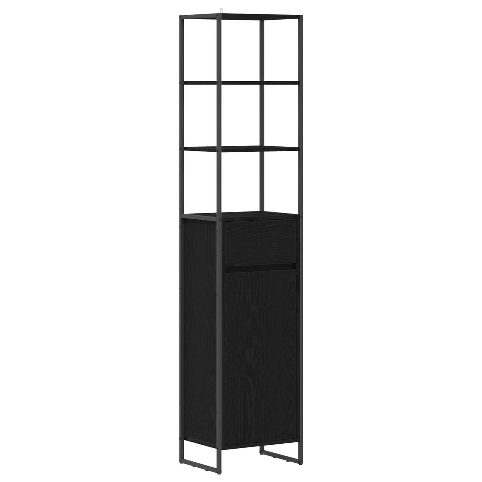 vidaXL Badkamer Kast Zwart Eiken 40 x 30 x 180 cm Bewerkt hout