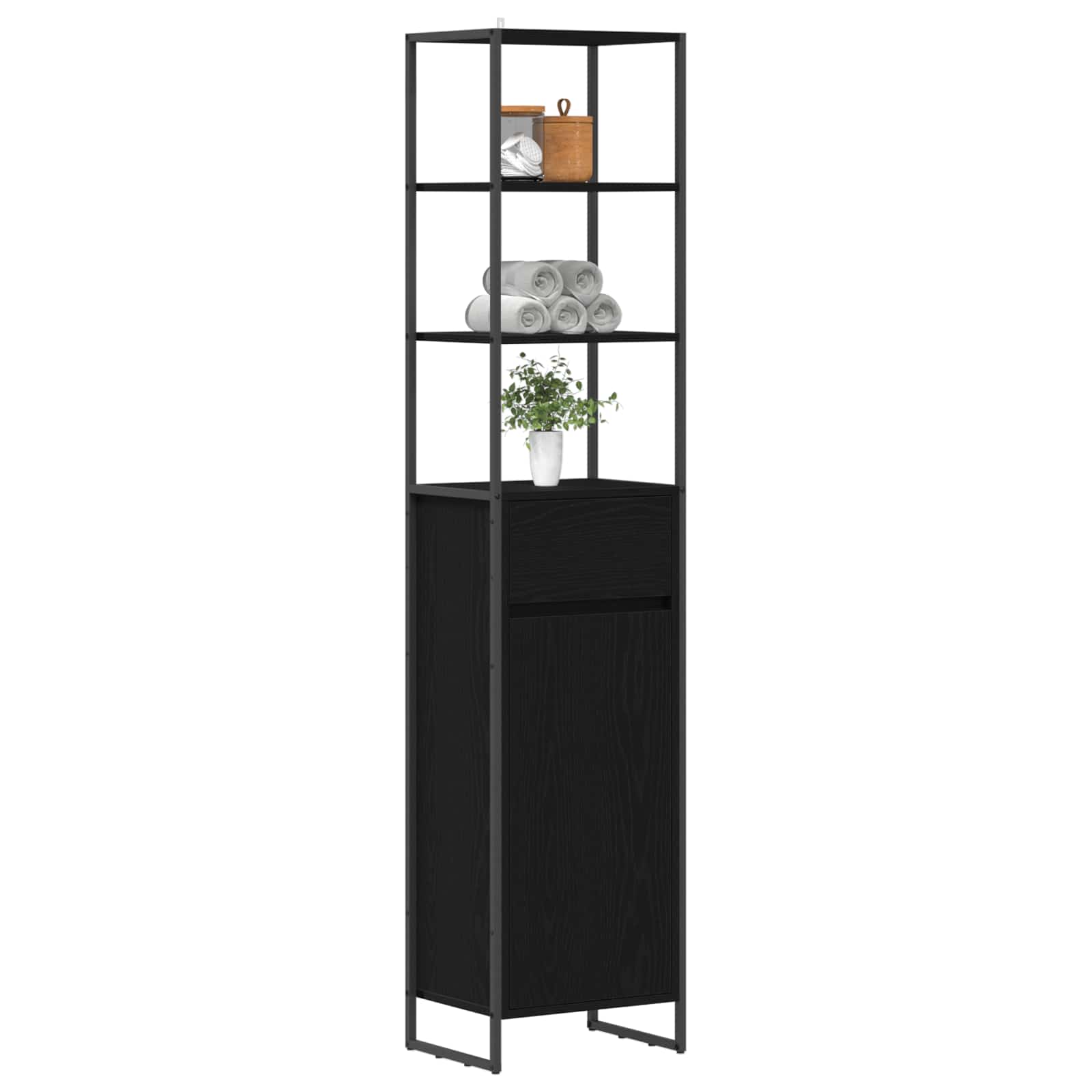 vidaXL Badkamer Kast Zwart Eiken 40 x 30 x 180 cm Bewerkt hout