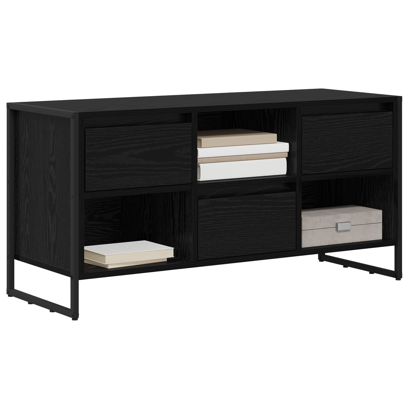 vidaXL TV-kast met lade Zwart Eiken 100 x 36 x 49,5 cm Bewerkt hout