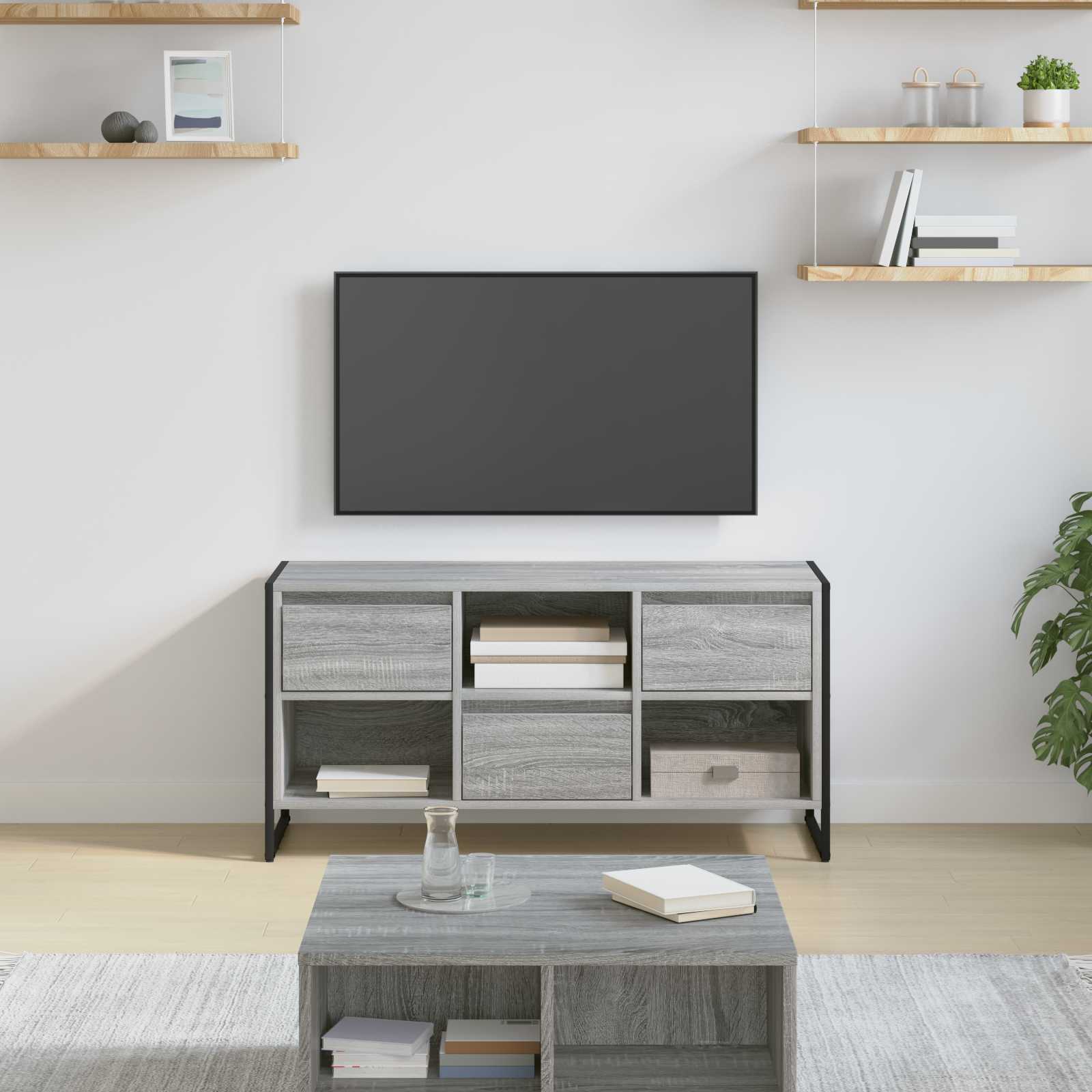 vidaXL TV-kast met lade Zwart Eiken 100 x 36 x 49,5 cm Bewerkt hout