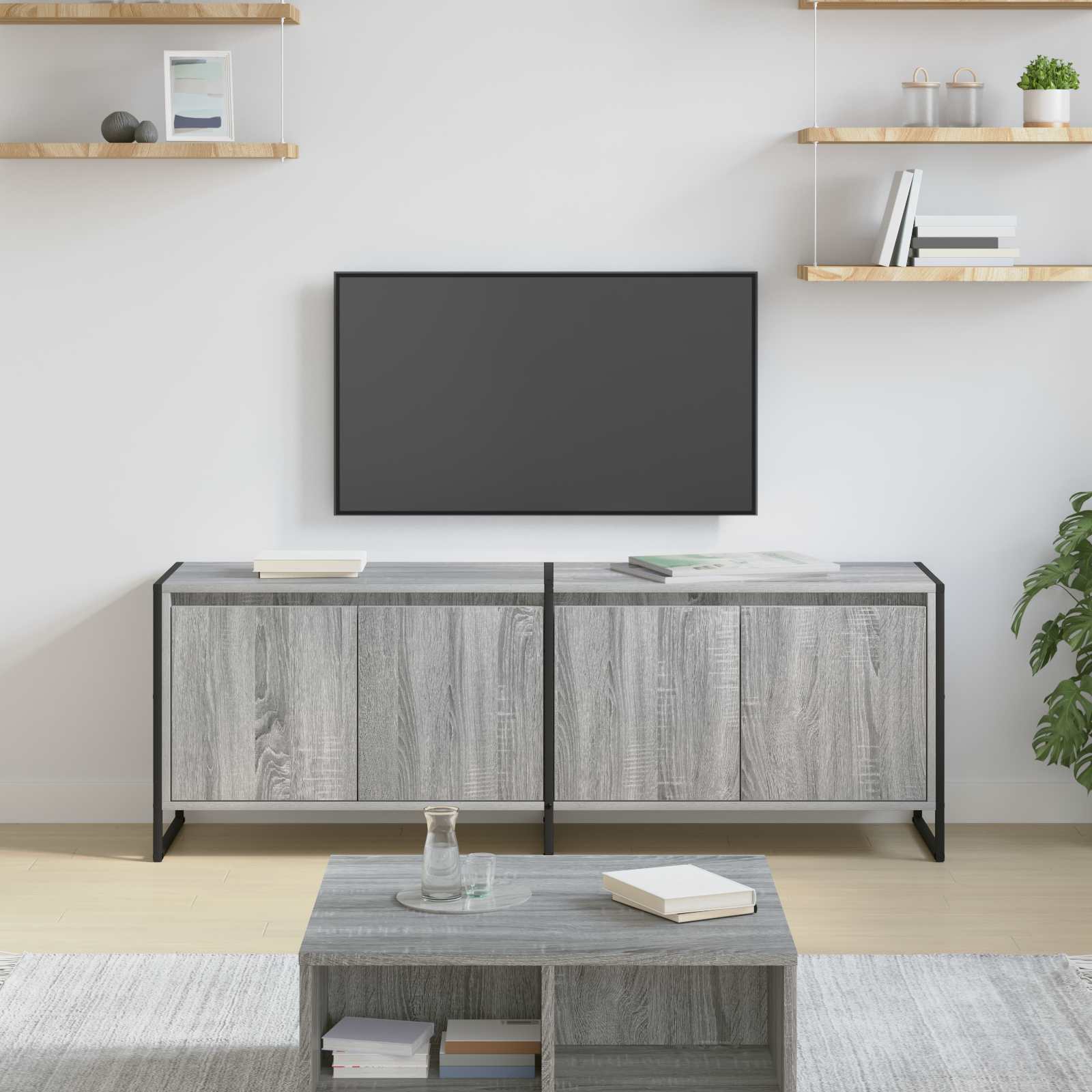 vidaXL TV-kast Zwart Eiken 140 x 36 x 49.5 cm Bewerkt hout