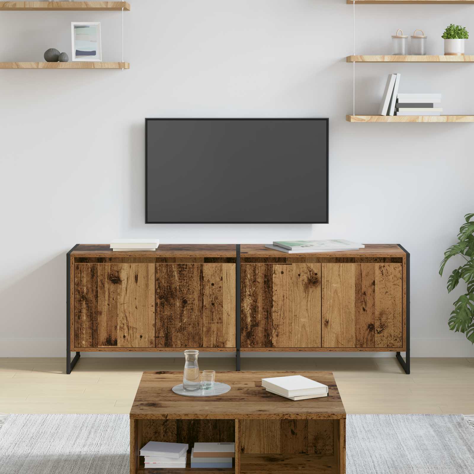 vidaXL TV-kast Zwart Eiken 140 x 36 x 49.5 cm Bewerkt hout