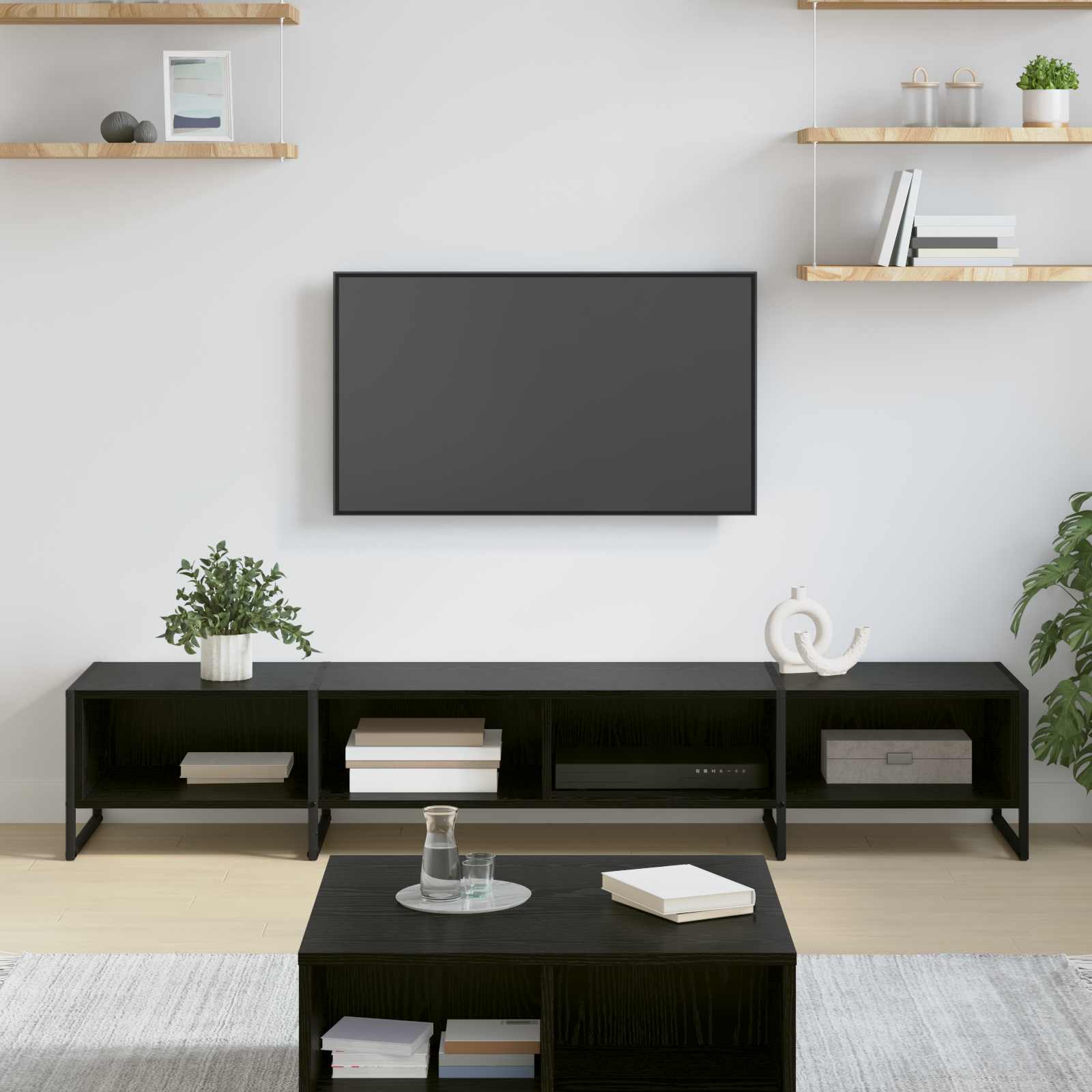 vidaXL TV-kast Zwart Eiken 170,5 x 36 x 30,5 cm Bewerkt hout