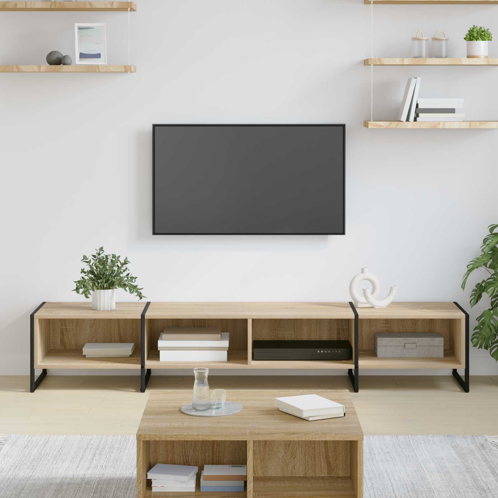 vidaXL TV-kast Zwart Eiken 170,5 x 36 x 30,5 cm Bewerkt hout