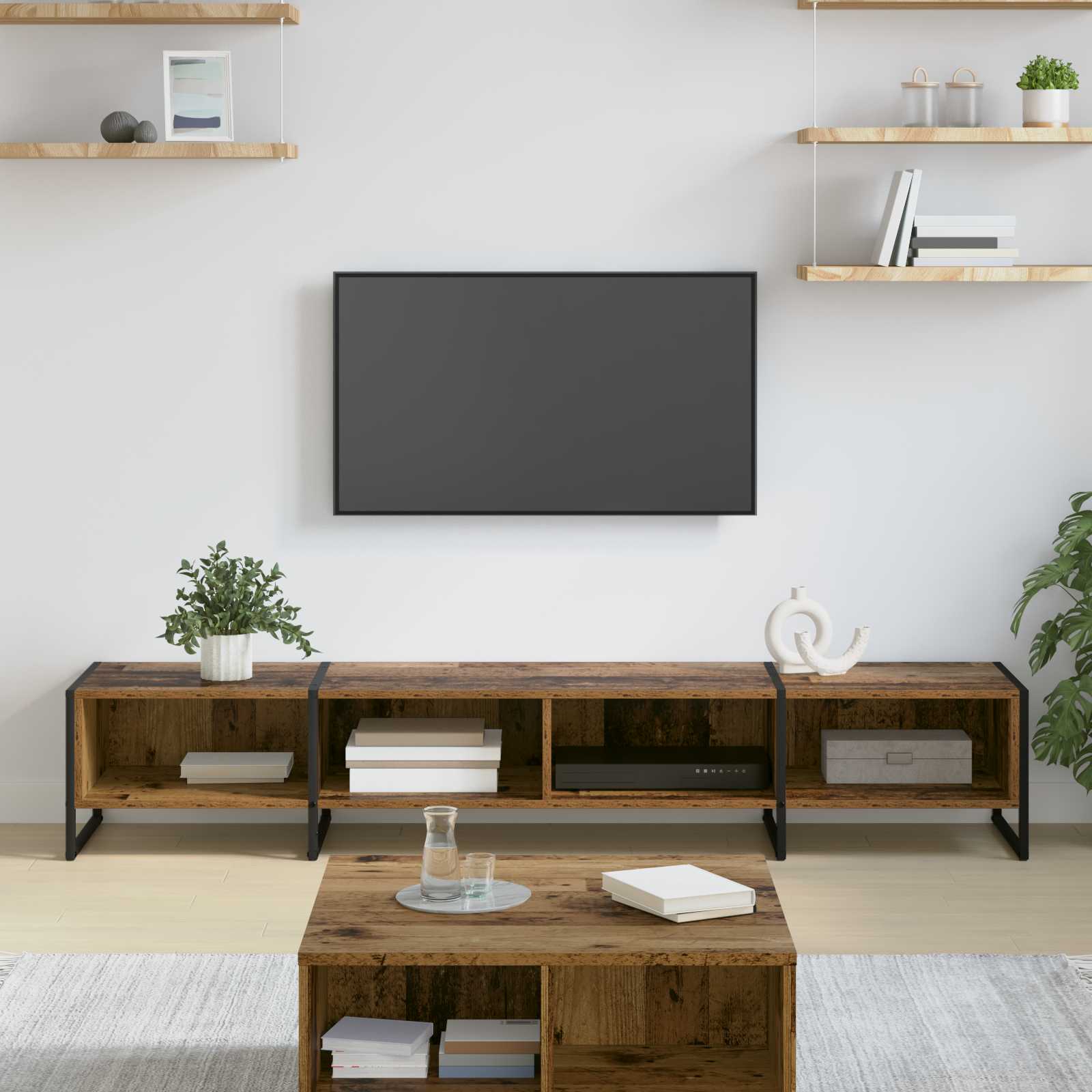 vidaXL TV-kast Zwart Eiken 170,5 x 36 x 30,5 cm Bewerkt hout