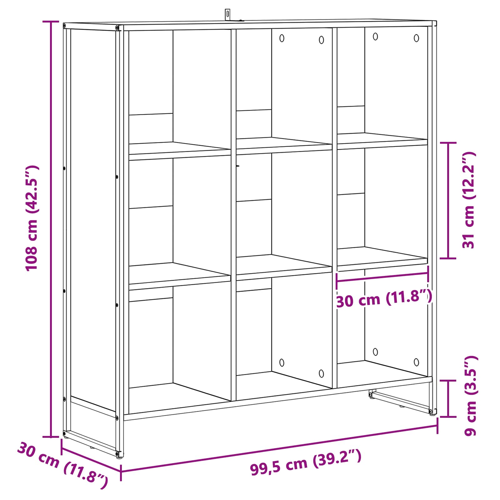 vidaXL Boekenkast Zwart Eiken 99,5 x 30 x 108,5 cm Bewerkt hout
