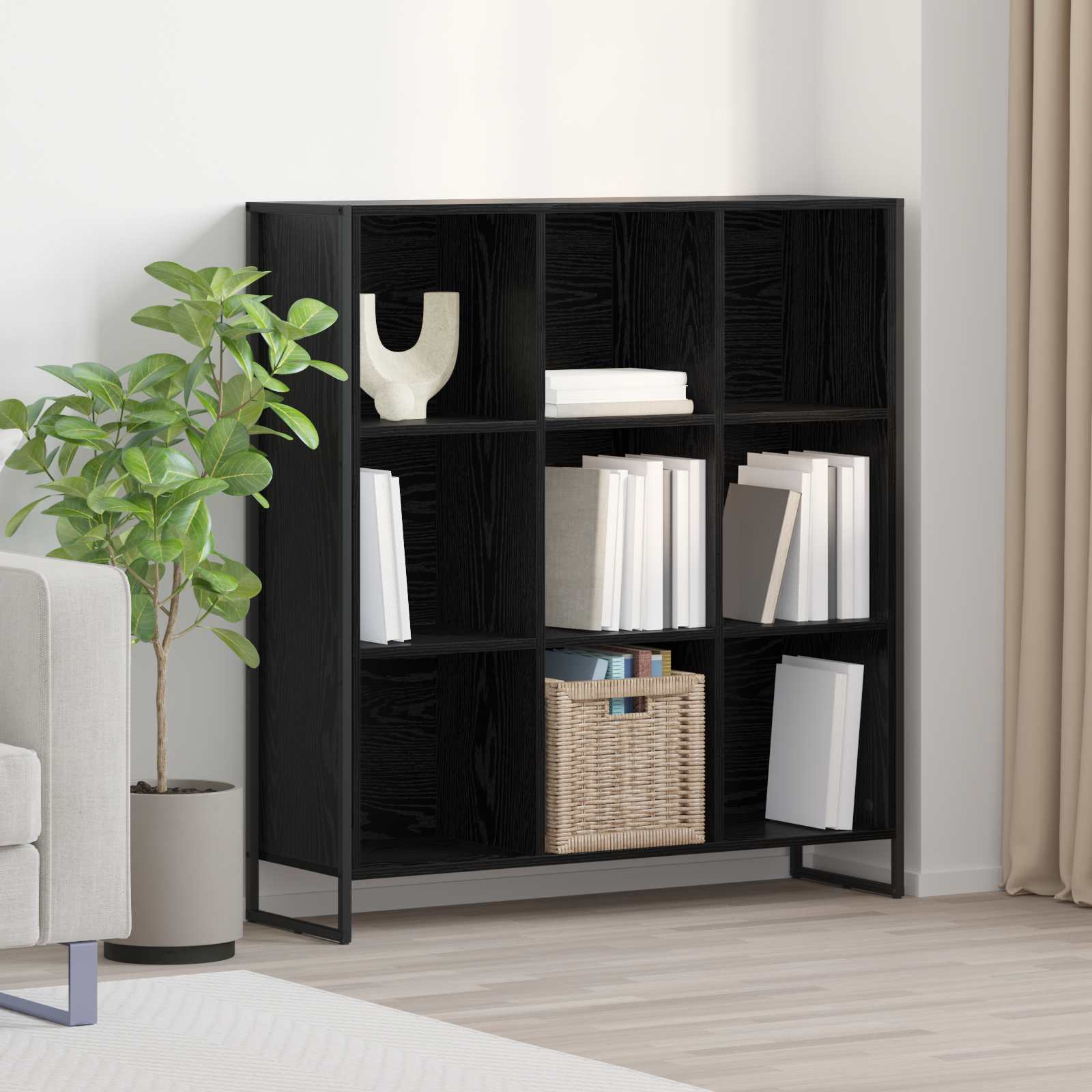vidaXL Boekenkast Zwart Eiken 99,5 x 30 x 108,5 cm Bewerkt hout