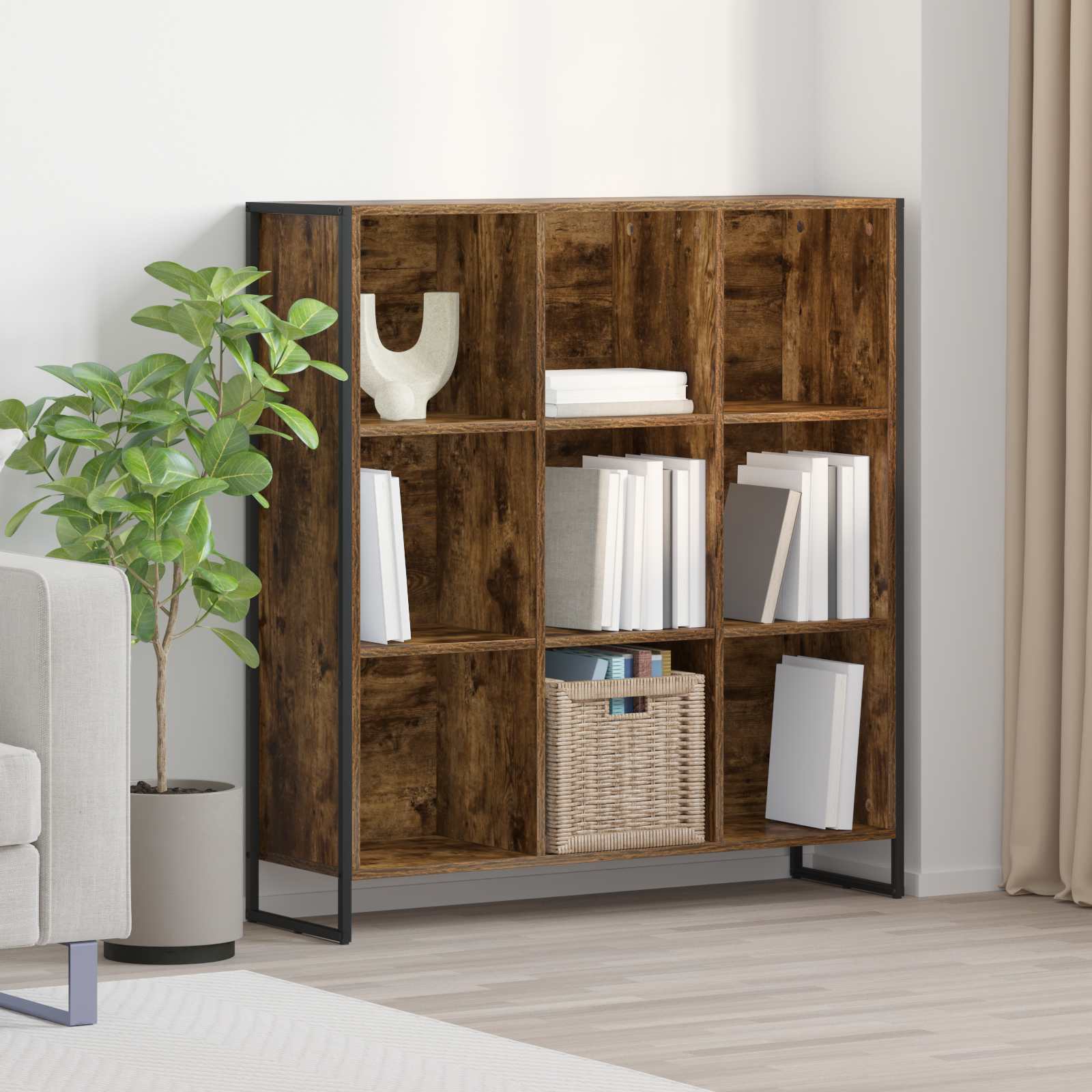 vidaXL Boekenkast Zwart Eiken 99,5 x 30 x 108,5 cm Bewerkt hout