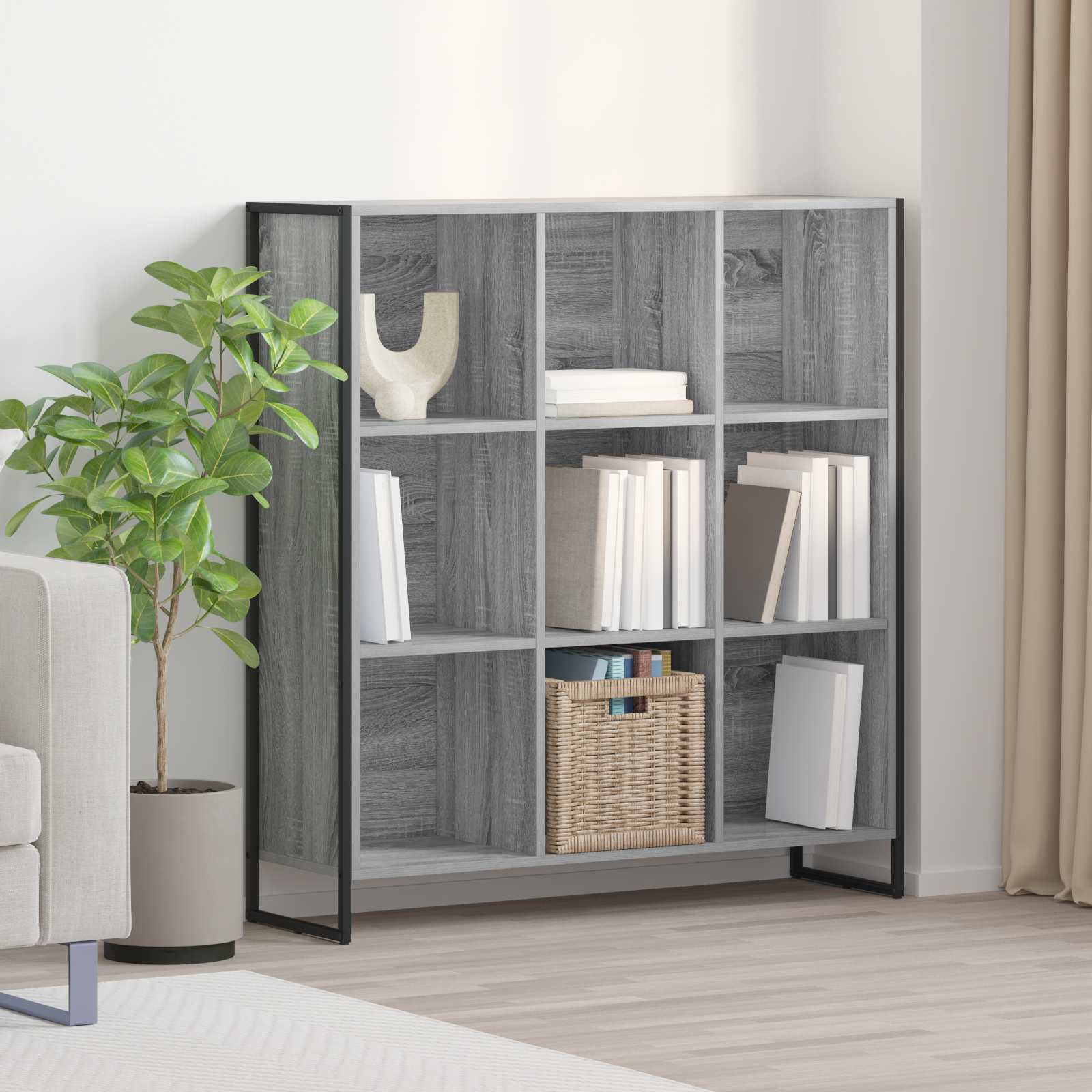 vidaXL Boekenkast Zwart Eiken 99,5 x 30 x 108,5 cm Bewerkt hout
