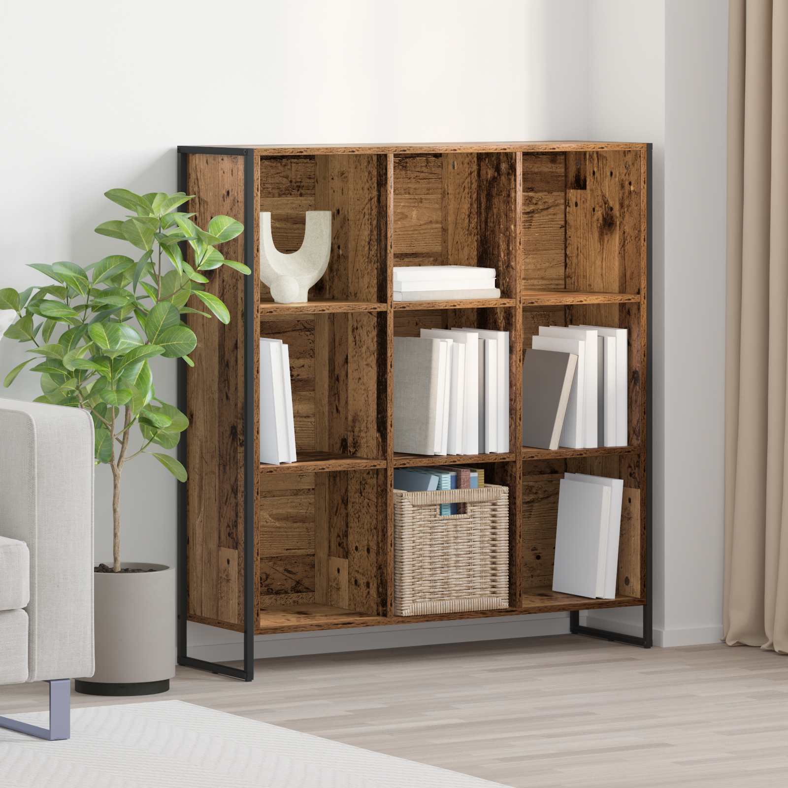 vidaXL Boekenkast Zwart Eiken 99,5 x 30 x 108,5 cm Bewerkt hout