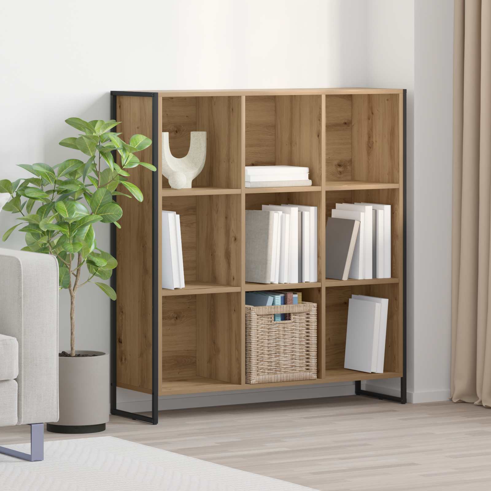 vidaXL Boekenkast Zwart Eiken 99,5 x 30 x 108,5 cm Bewerkt hout