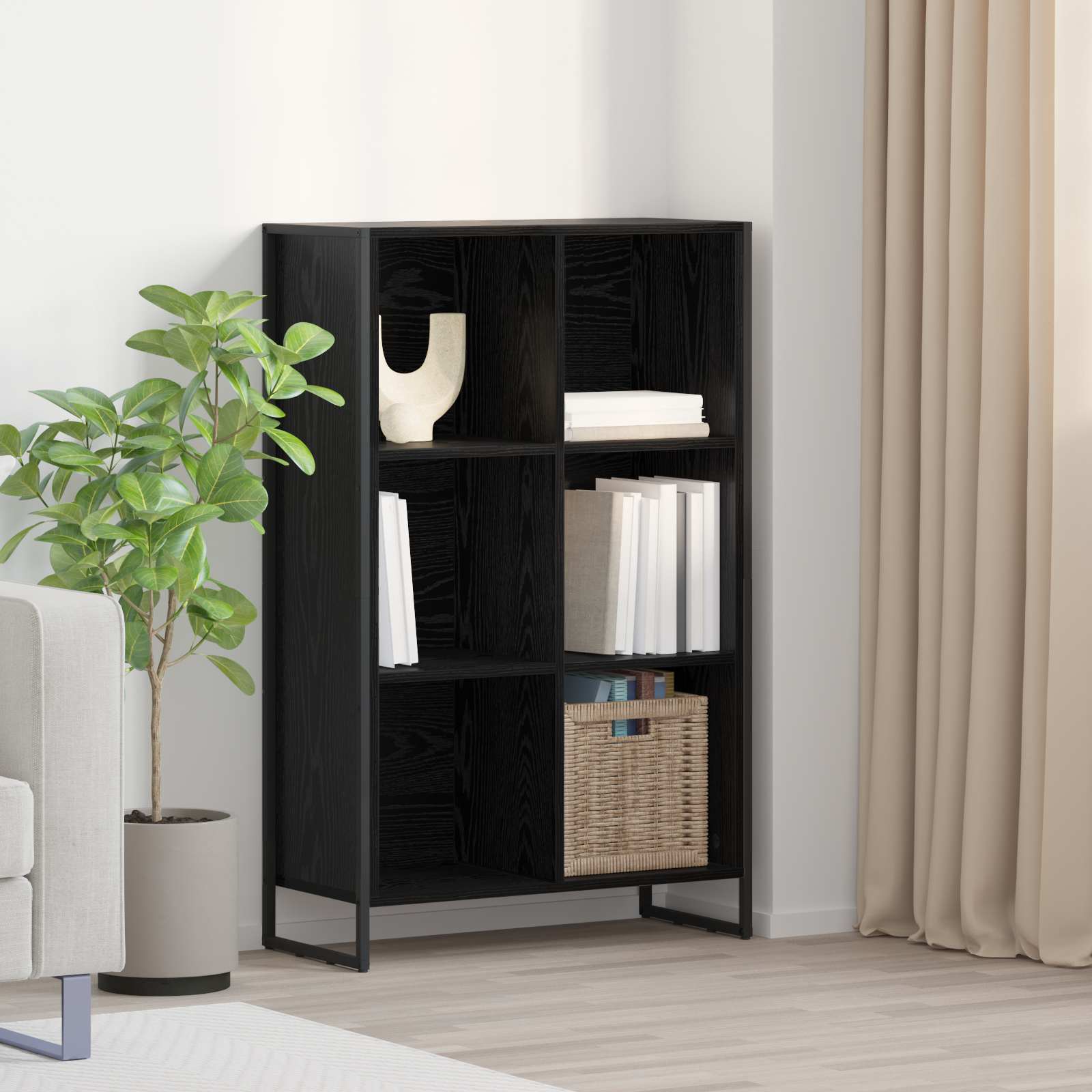 vidaXL Boekenkast Zwart Eiken 99,5 x 30 x 108,5 cm Bewerkt hout