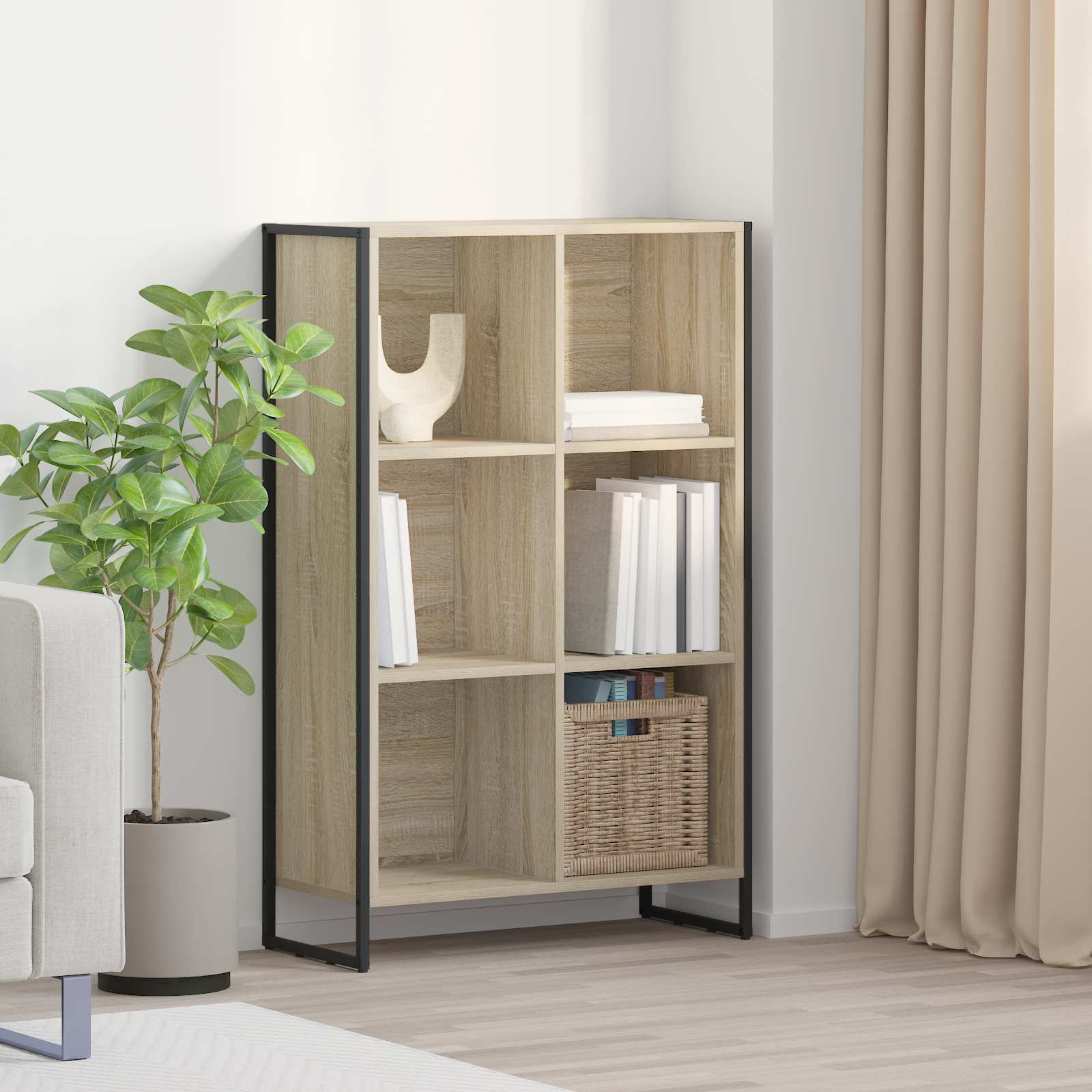 vidaXL Boekenkast Zwart Eiken 99,5 x 30 x 108,5 cm Bewerkt hout
