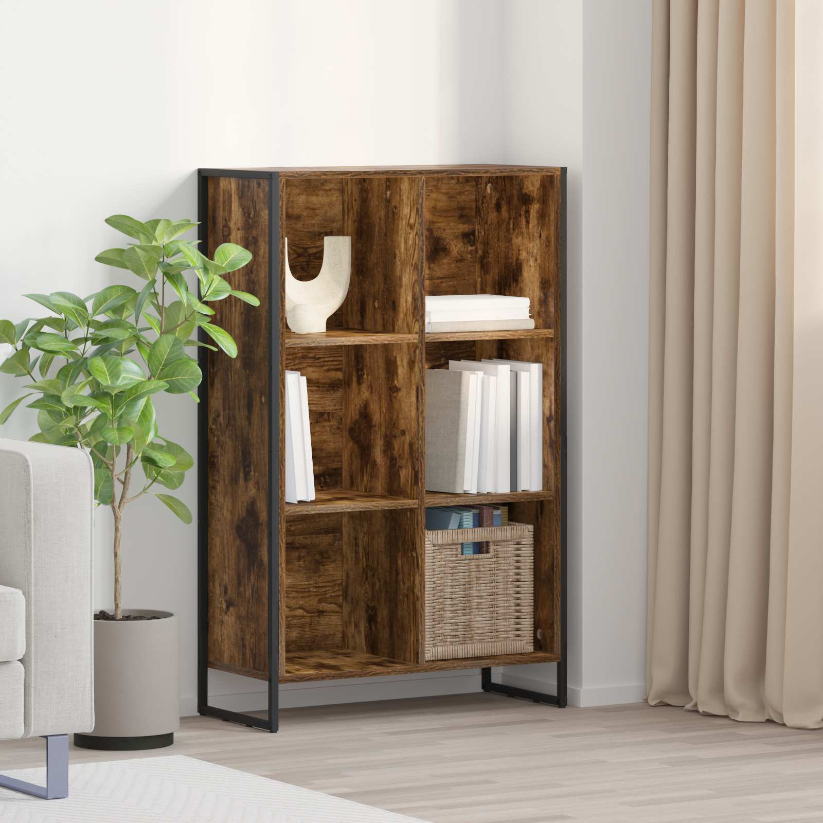 vidaXL Boekenkast Zwart Eiken 99,5 x 30 x 108,5 cm Bewerkt hout