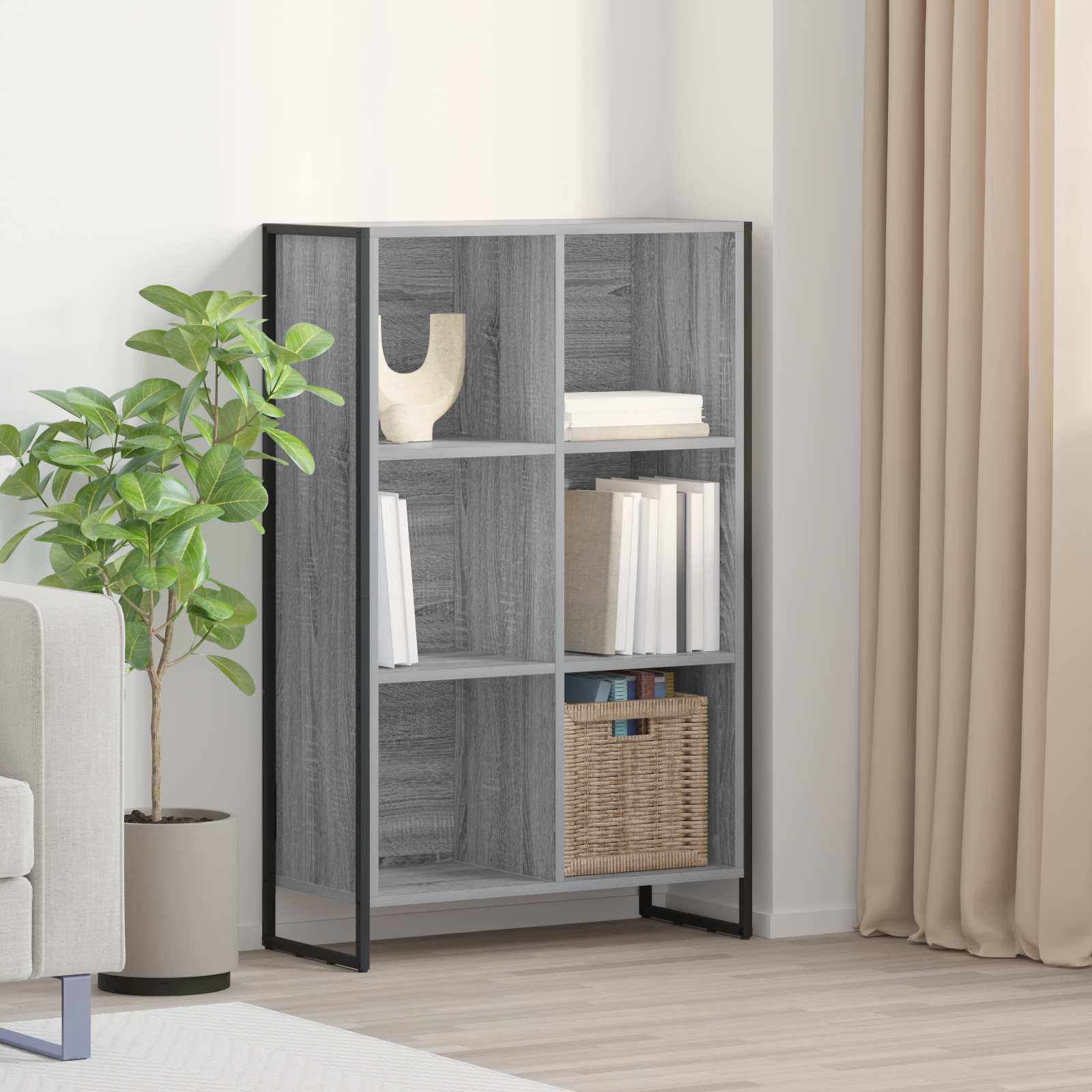 vidaXL Boekenkast Zwart Eiken 99,5 x 30 x 108,5 cm Bewerkt hout