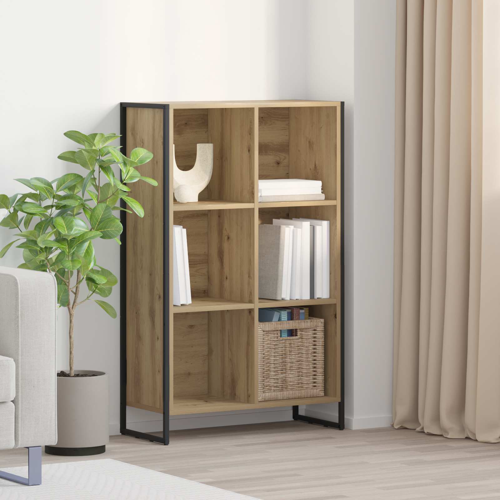 vidaXL Boekenkast Zwart Eiken 99,5 x 30 x 108,5 cm Bewerkt hout