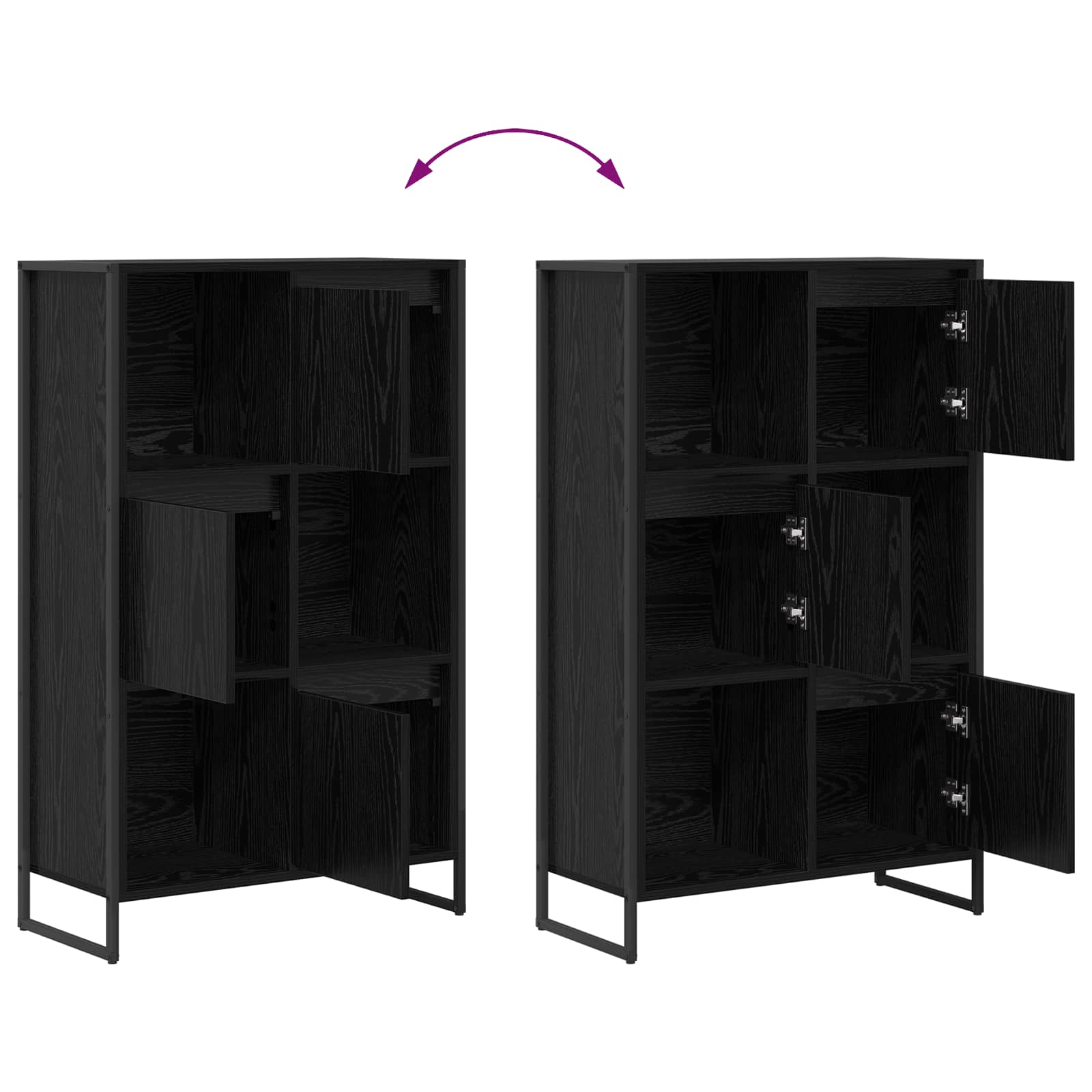 vidaXL Boekenkast Zwart Eiken 68 x 30 x 108.5 cm Bewerkt hout