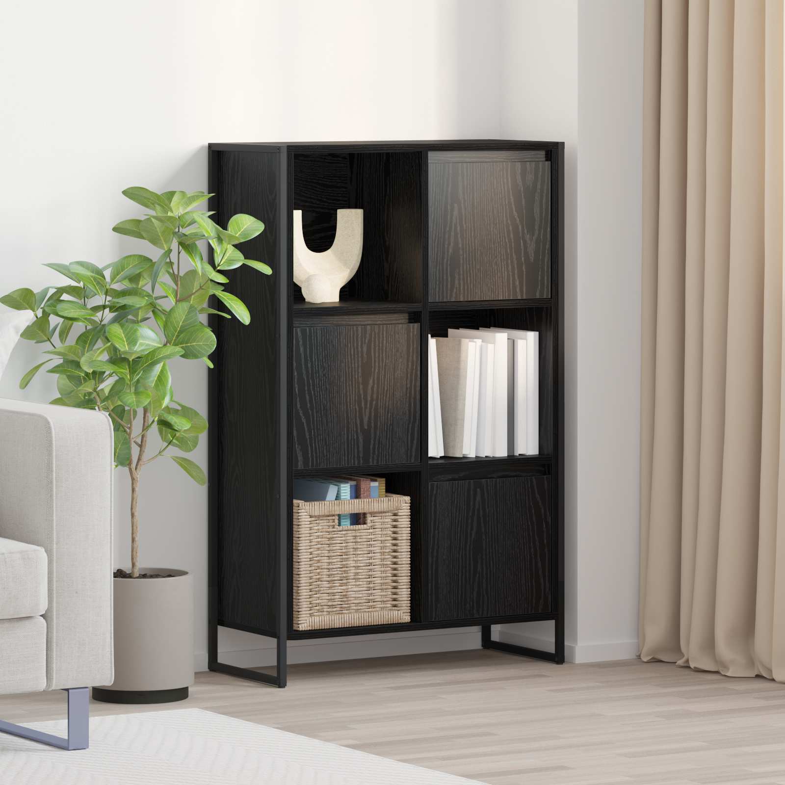 vidaXL Boekenkast Zwart Eiken 68 x 30 x 108.5 cm Bewerkt hout