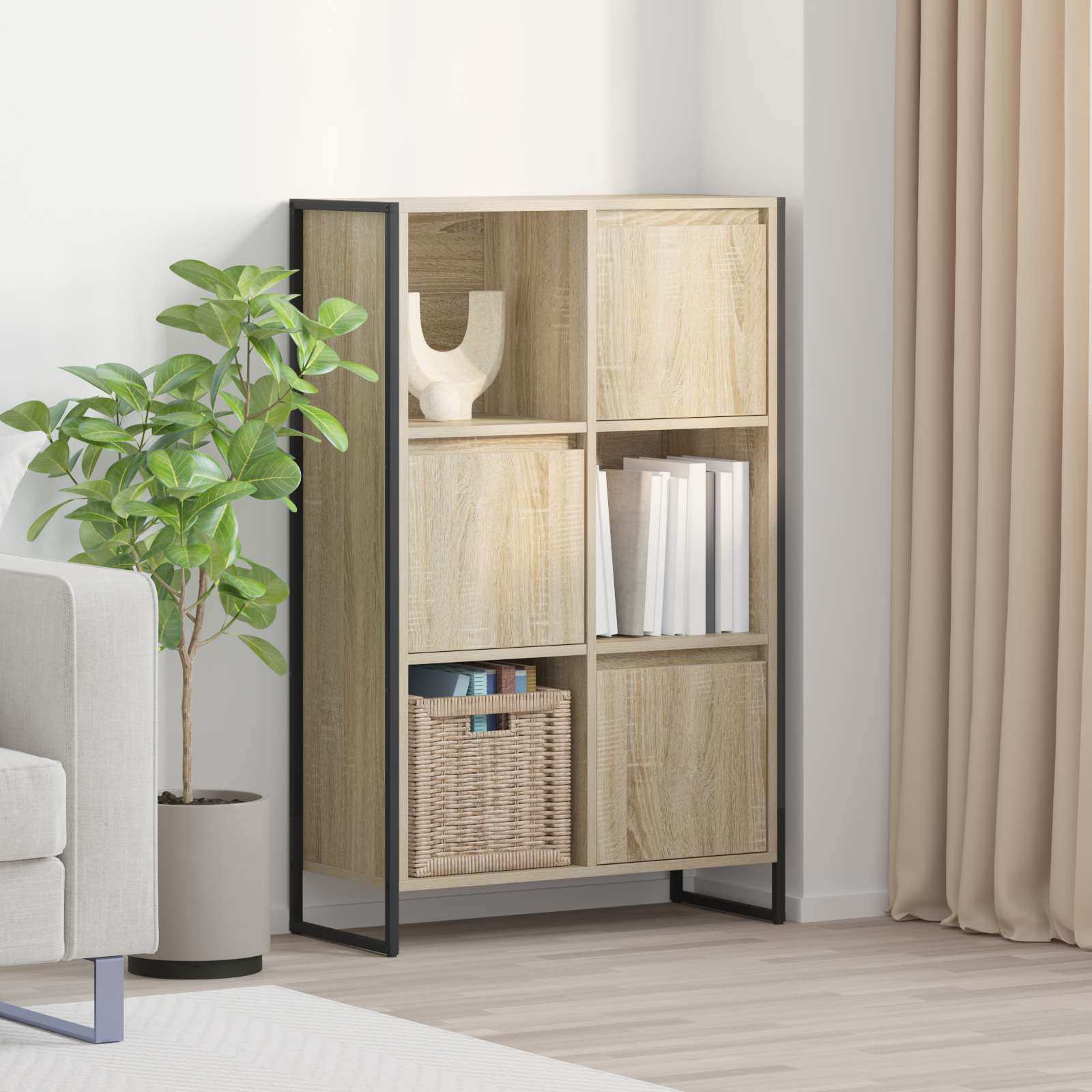 vidaXL Boekenkast Zwart Eiken 68 x 30 x 108.5 cm Bewerkt hout