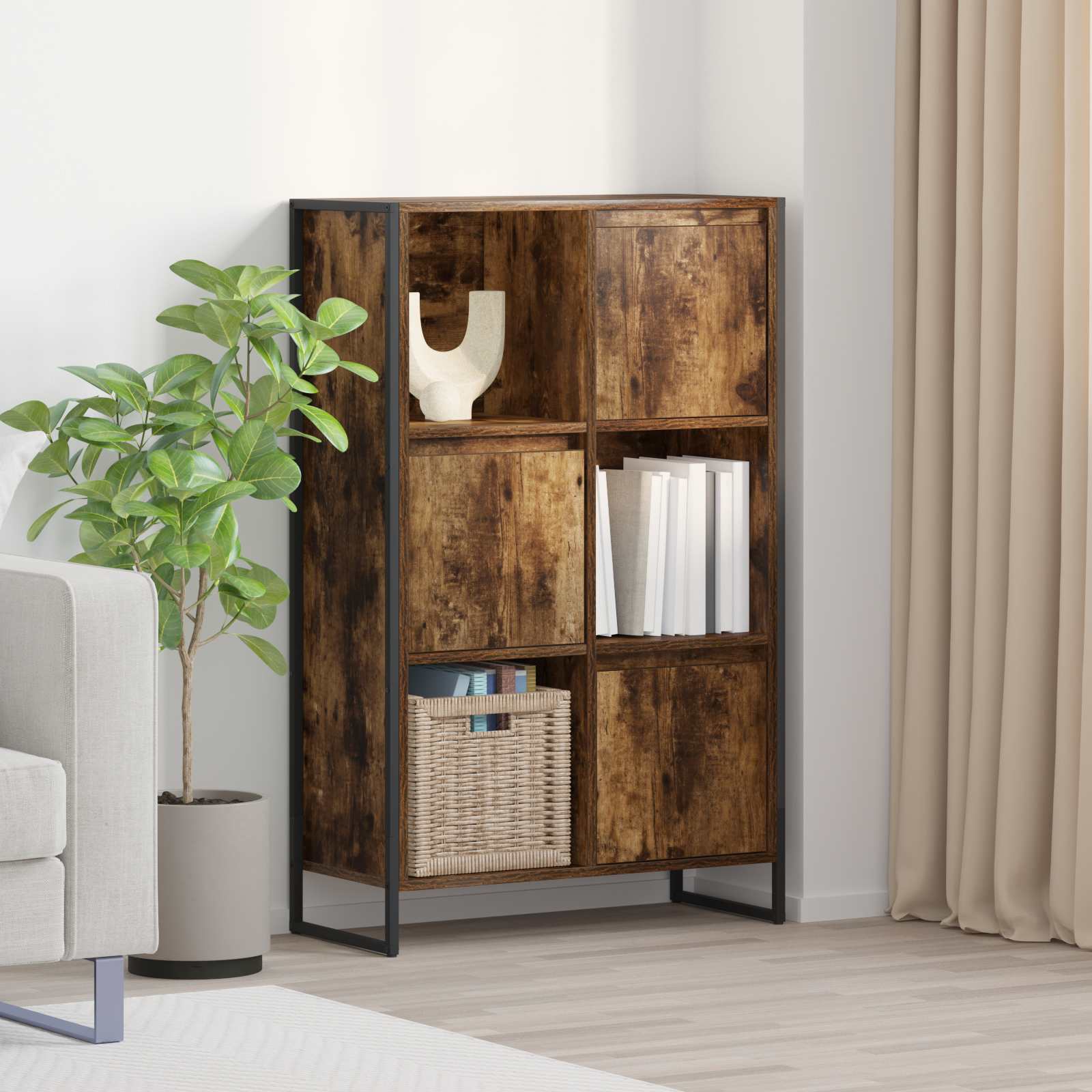 vidaXL Boekenkast Zwart Eiken 68 x 30 x 108.5 cm Bewerkt hout