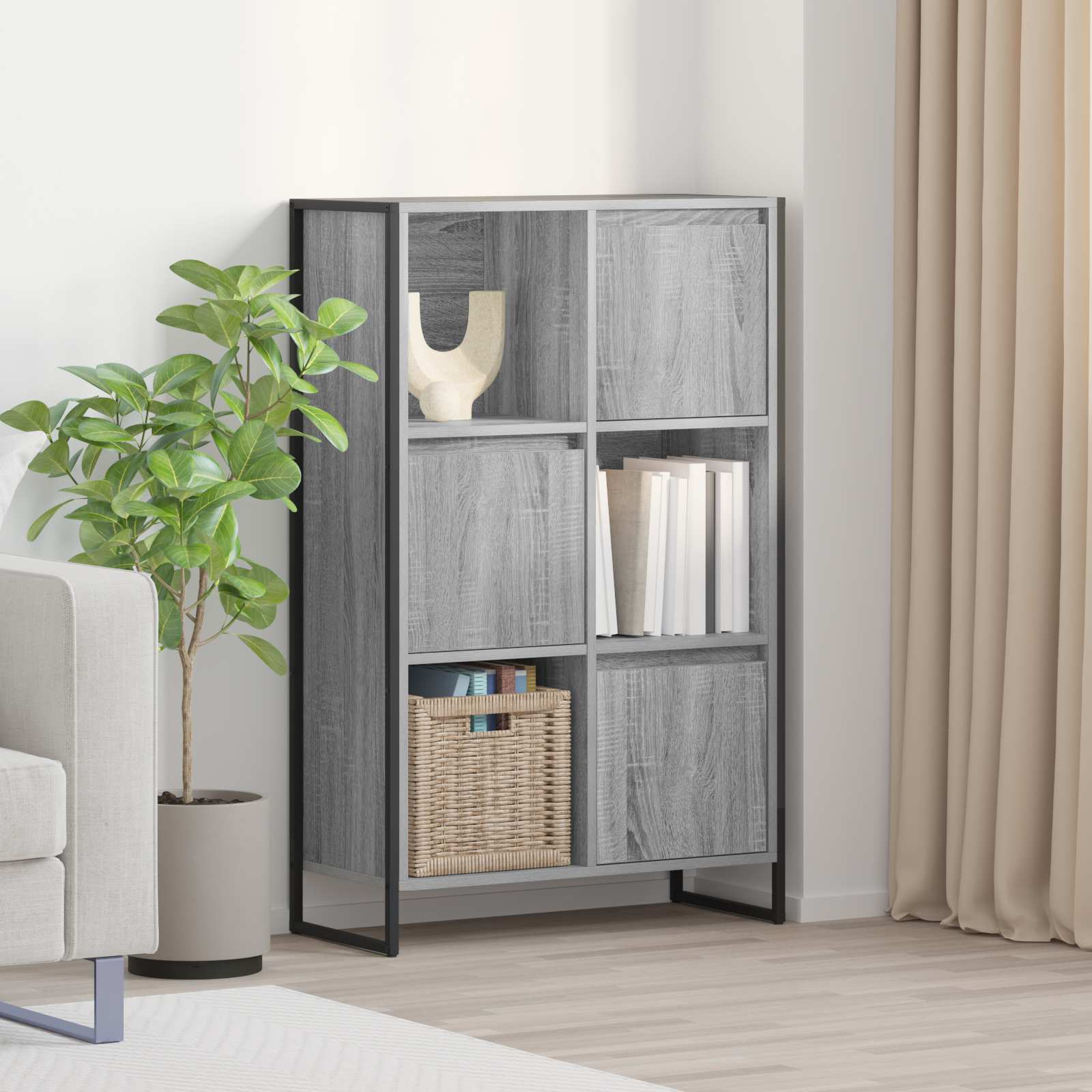 vidaXL Boekenkast Zwart Eiken 68 x 30 x 108.5 cm Bewerkt hout