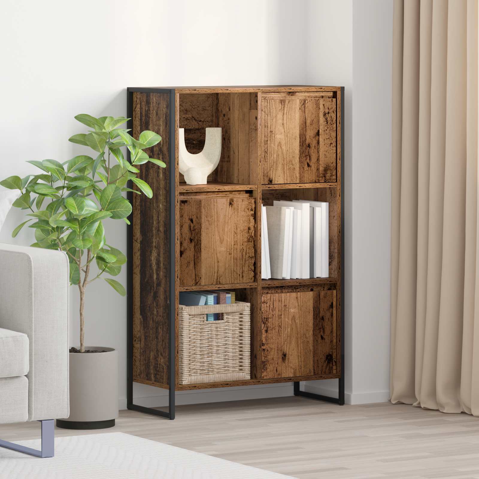 vidaXL Boekenkast Zwart Eiken 68 x 30 x 108.5 cm Bewerkt hout