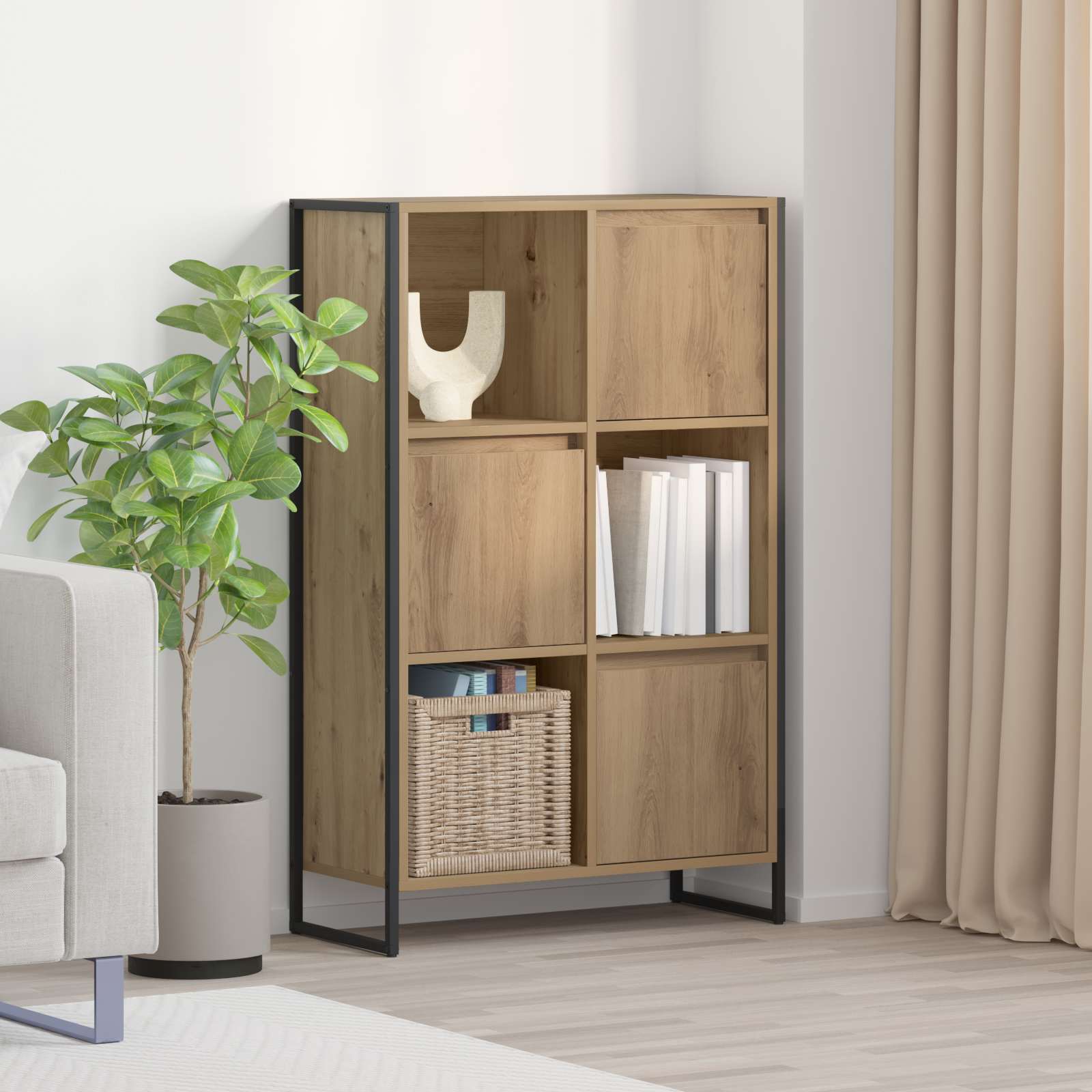 vidaXL Boekenkast Zwart Eiken 68 x 30 x 108.5 cm Bewerkt hout