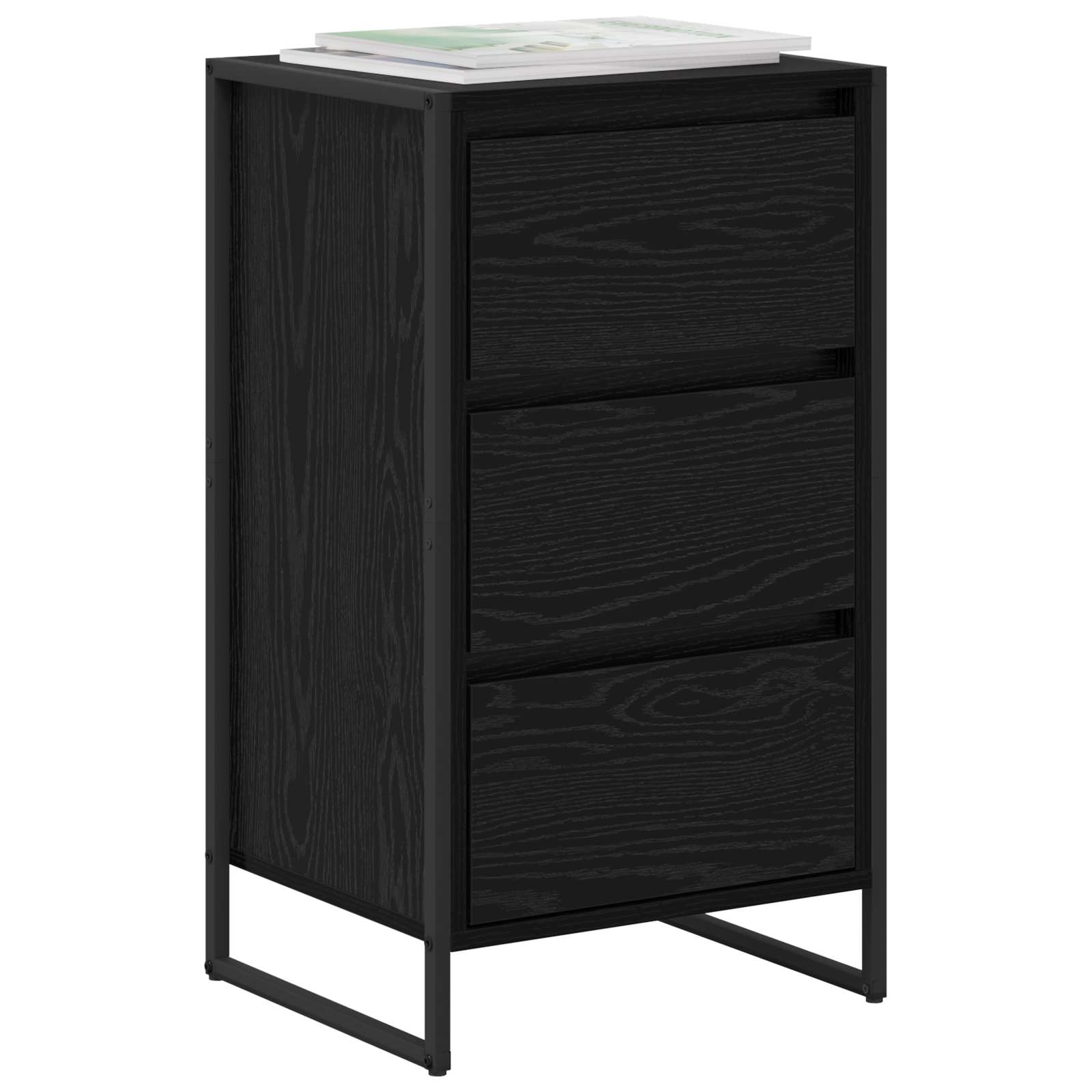 vidaXL Dressoir met lade Zwart Eiken 42 x 36 x 75.5 cm Bewerkt hout