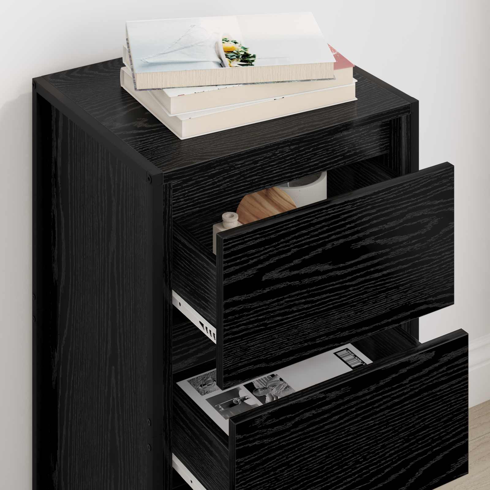 vidaXL Dressoir met lade Zwart Eiken 42 x 36 x 75.5 cm Bewerkt hout