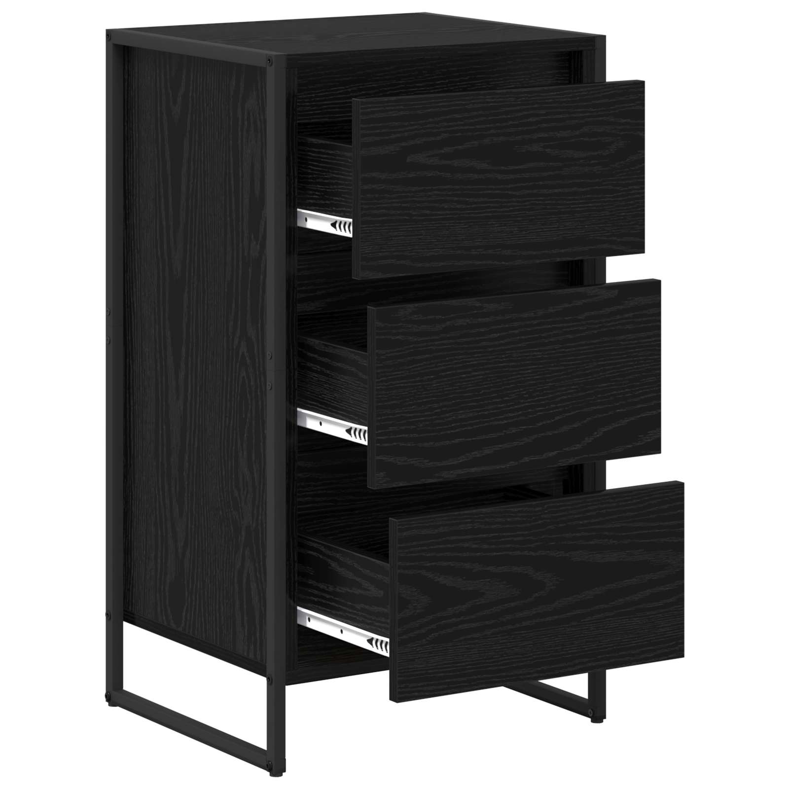 vidaXL Dressoir met lade Zwart Eiken 42 x 36 x 75.5 cm Bewerkt hout