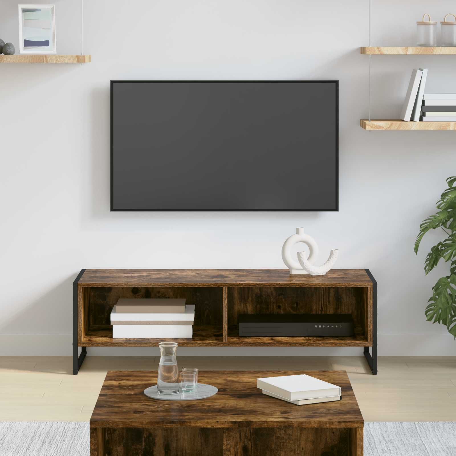 vidaXL TV-kast Zwart Eiken 100 x 36.5 x 30.5 cm Bewerkt hout