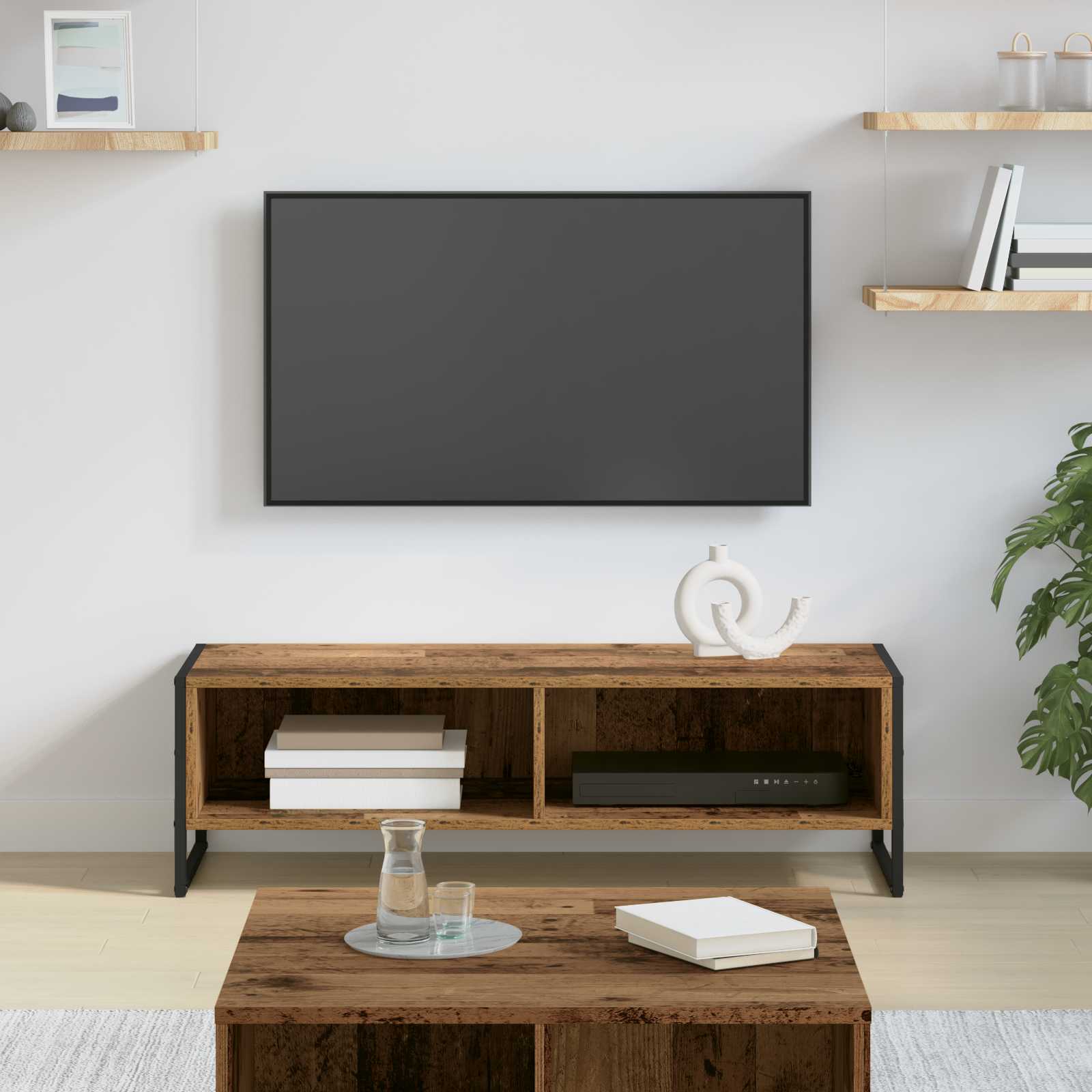 vidaXL TV-kast Zwart Eiken 100 x 36.5 x 30.5 cm Bewerkt hout