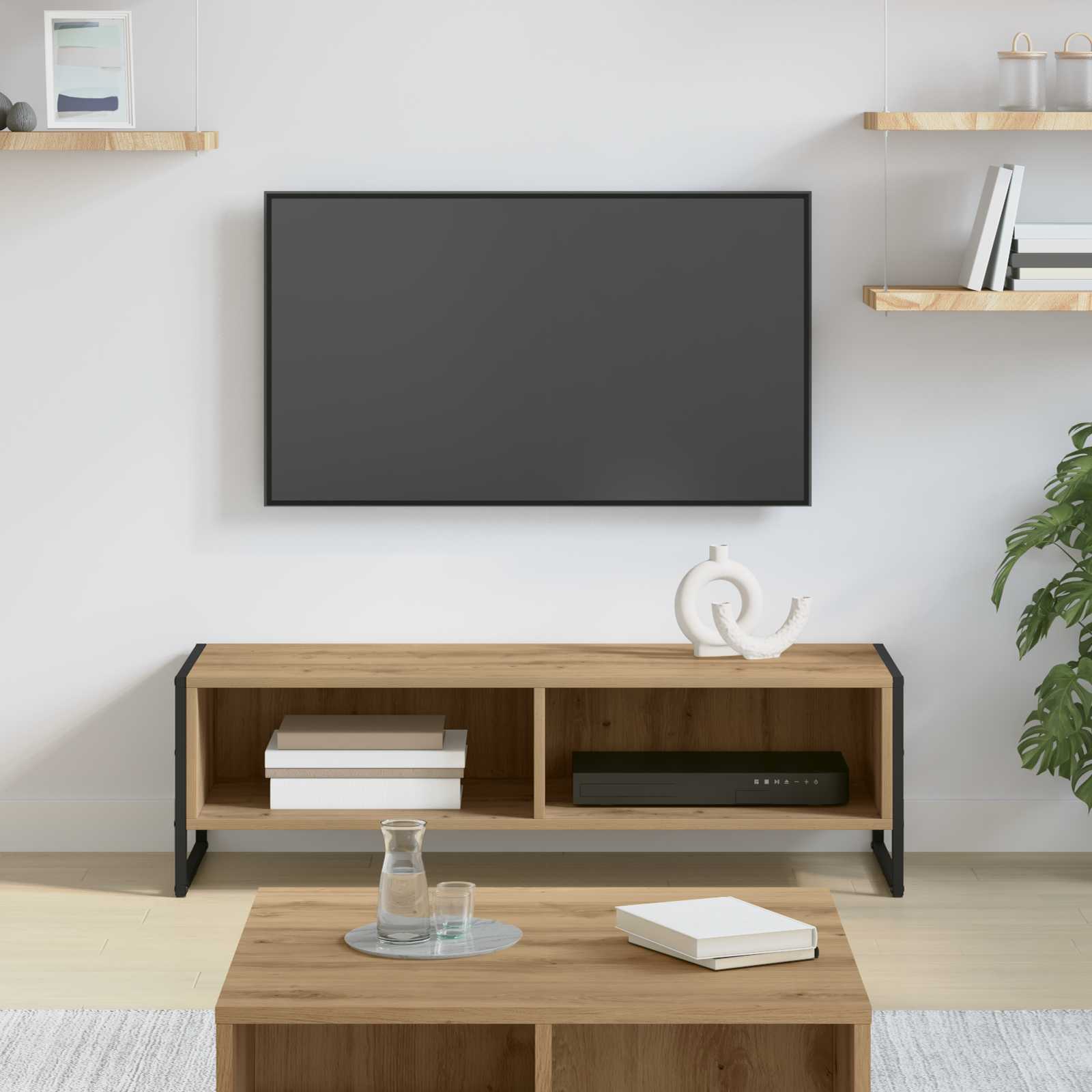 vidaXL TV-kast Zwart Eiken 100 x 36.5 x 30.5 cm Bewerkt hout