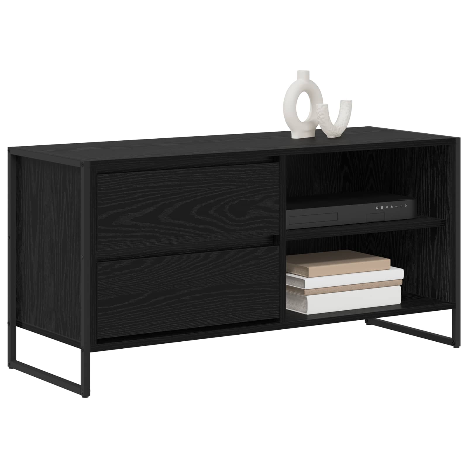 vidaXL TV-kast met lade Zwart Eiken 100 x 36 x 49,5 cm Bewerkt hout
