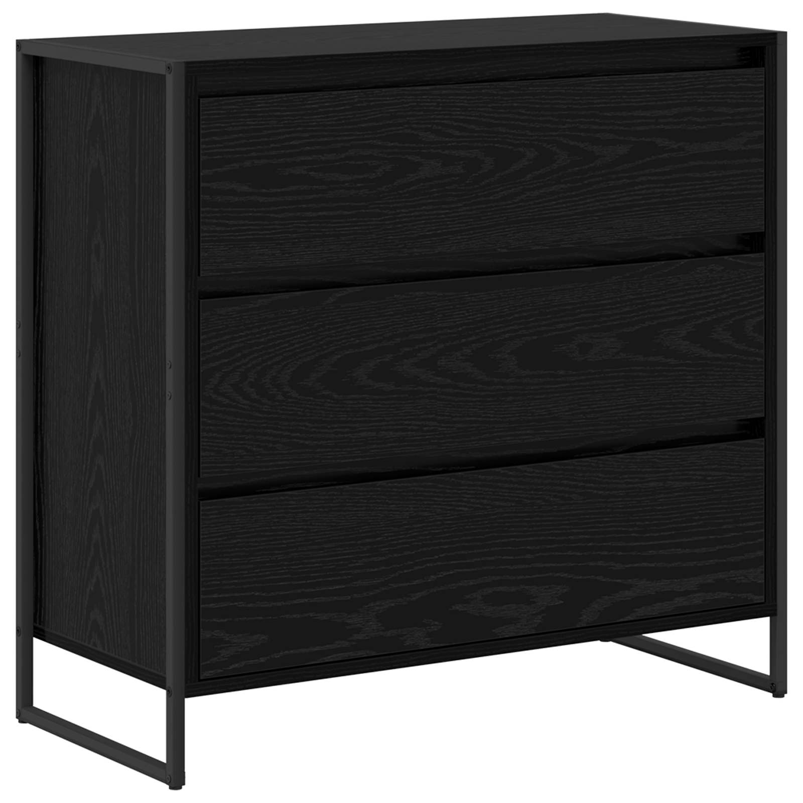 vidaXL Dressoir met lade Zwart Eiken 79 x 36 x 75.5 cm Bewerkt hout