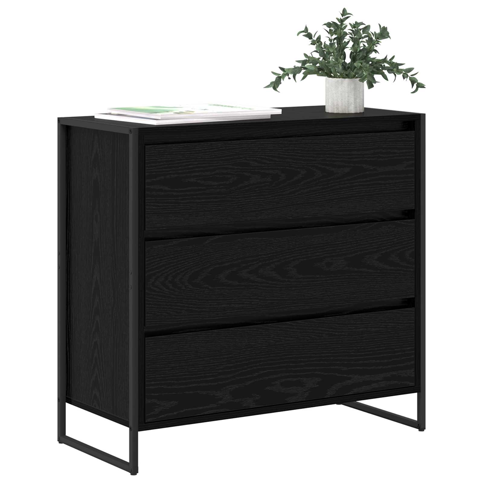 vidaXL Dressoir met lade Zwart Eiken 79 x 36 x 75.5 cm Bewerkt hout