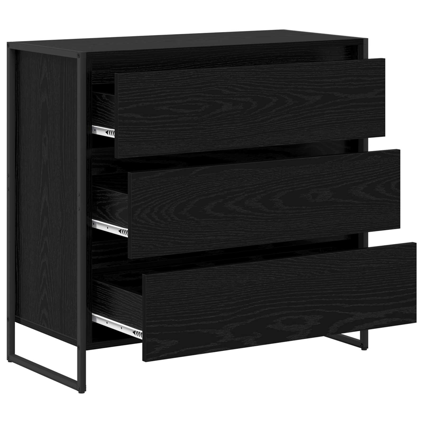vidaXL Dressoir met lade Zwart Eiken 79 x 36 x 75.5 cm Bewerkt hout