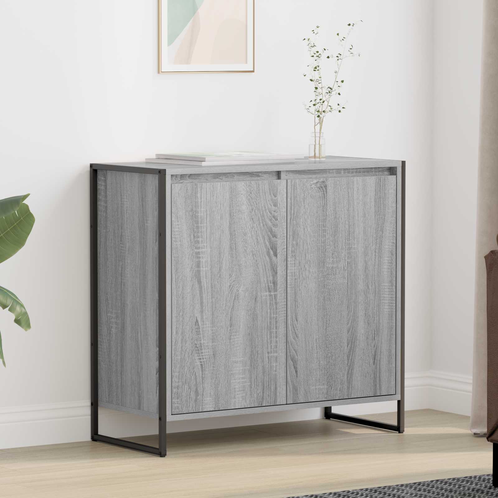 vidaXL Bijzetkast Zwart Eiken 79 x 36 x 75 cm Bewerkt hout