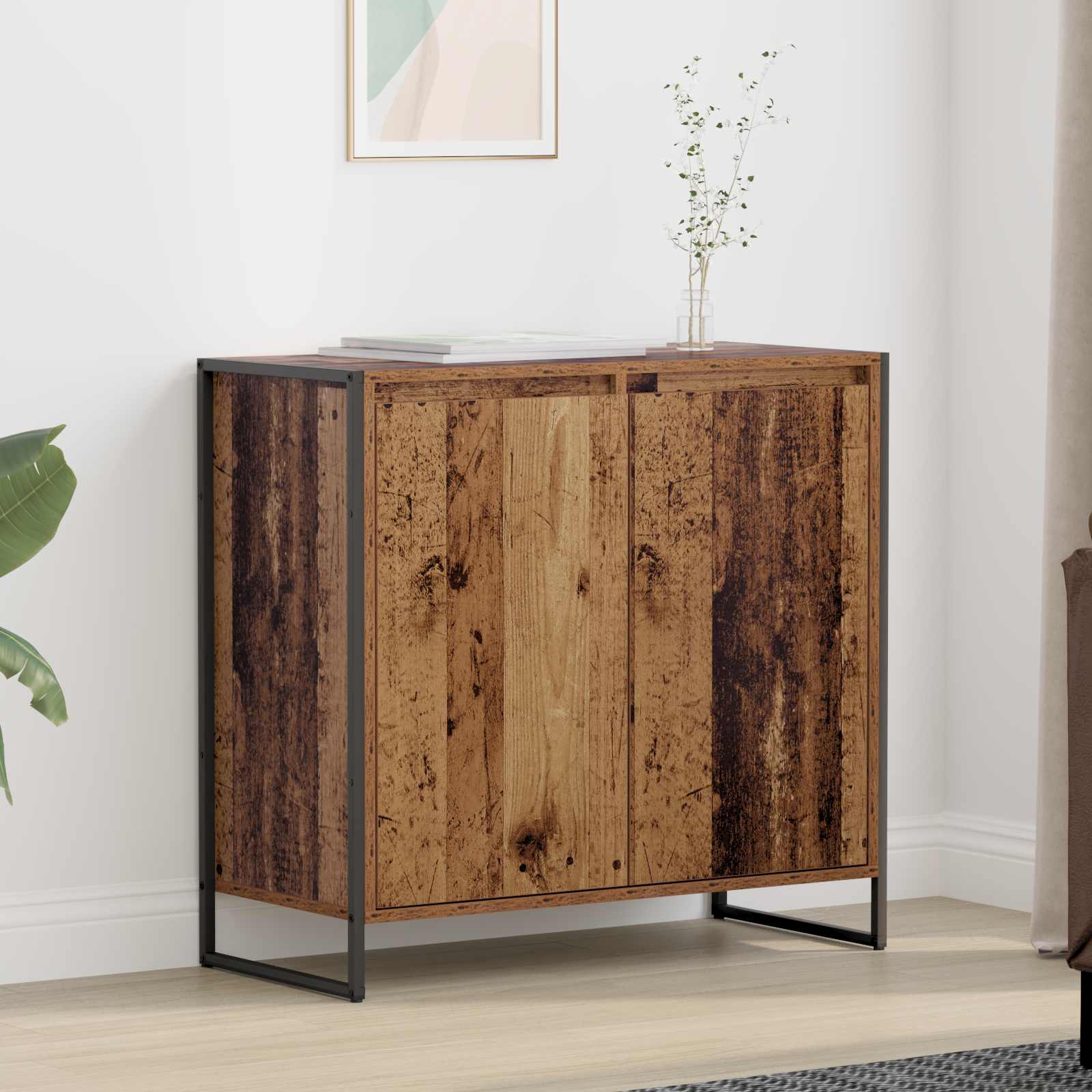 vidaXL Bijzetkast Zwart Eiken 79 x 36 x 75 cm Bewerkt hout