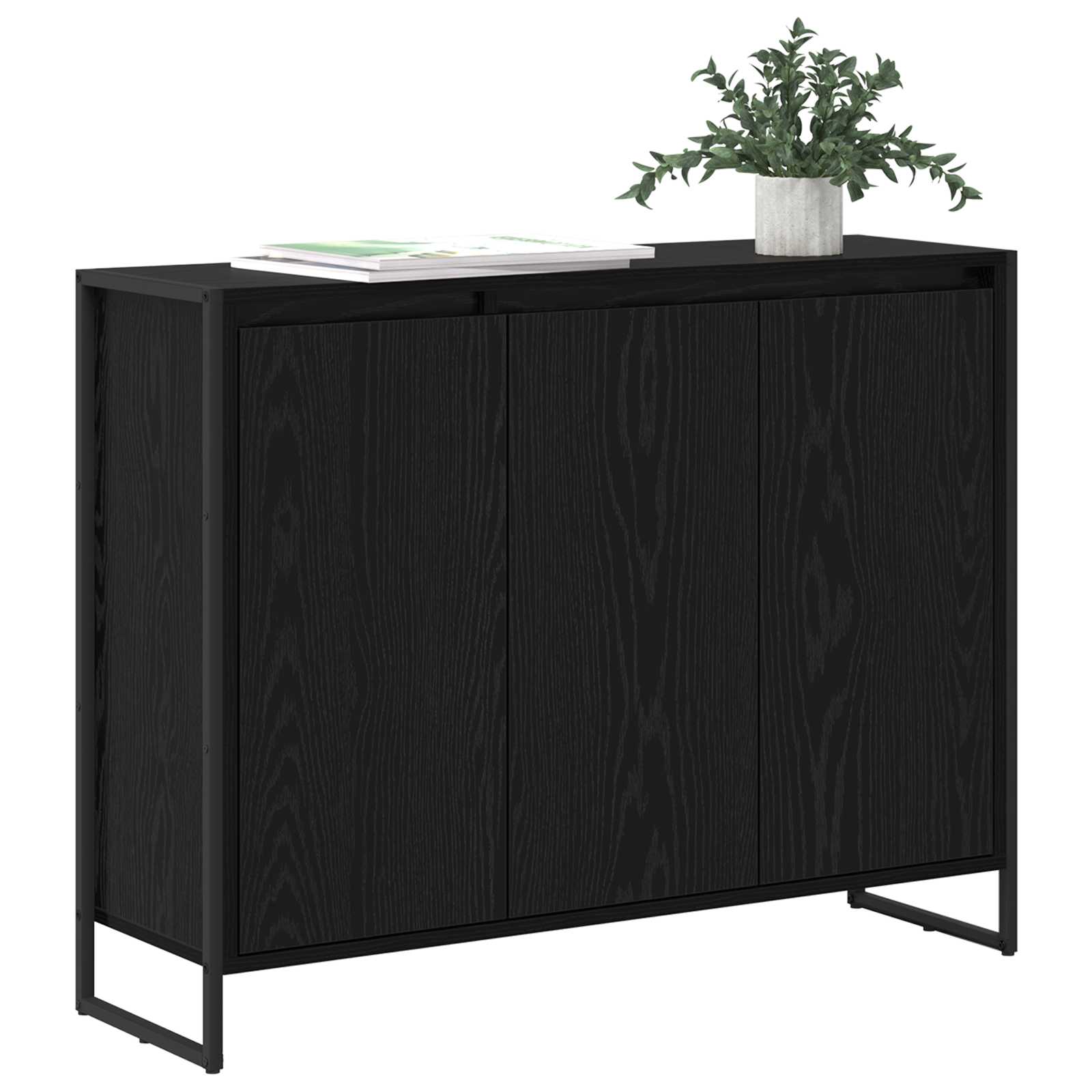 vidaXL Bijzetkast Zwart Eiken 96,5 x 30 x 75 cm Bewerkt hout