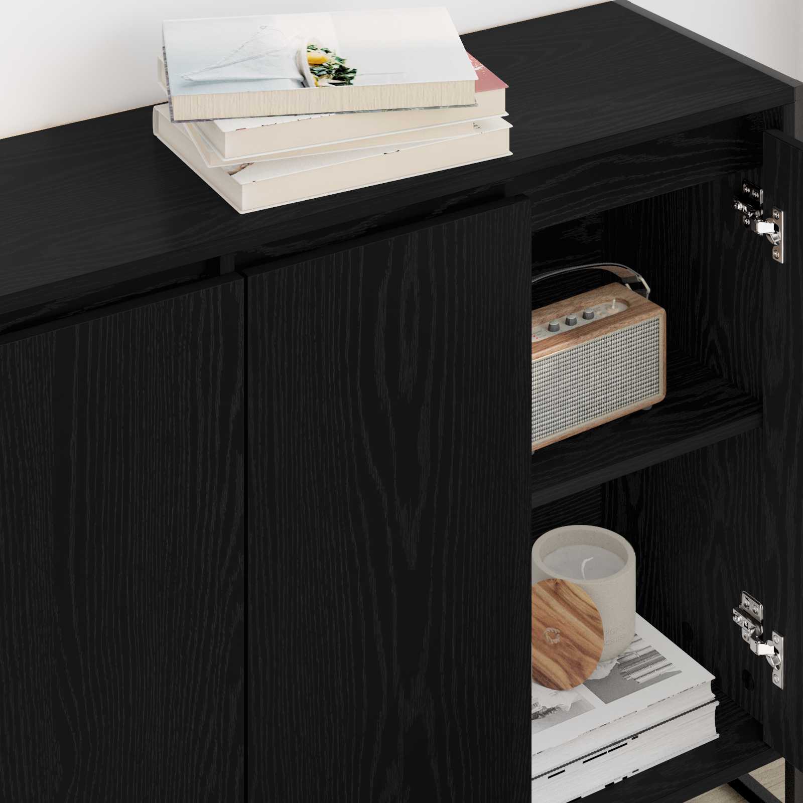 vidaXL Bijzetkast Zwart Eiken 96,5 x 30 x 75 cm Bewerkt hout