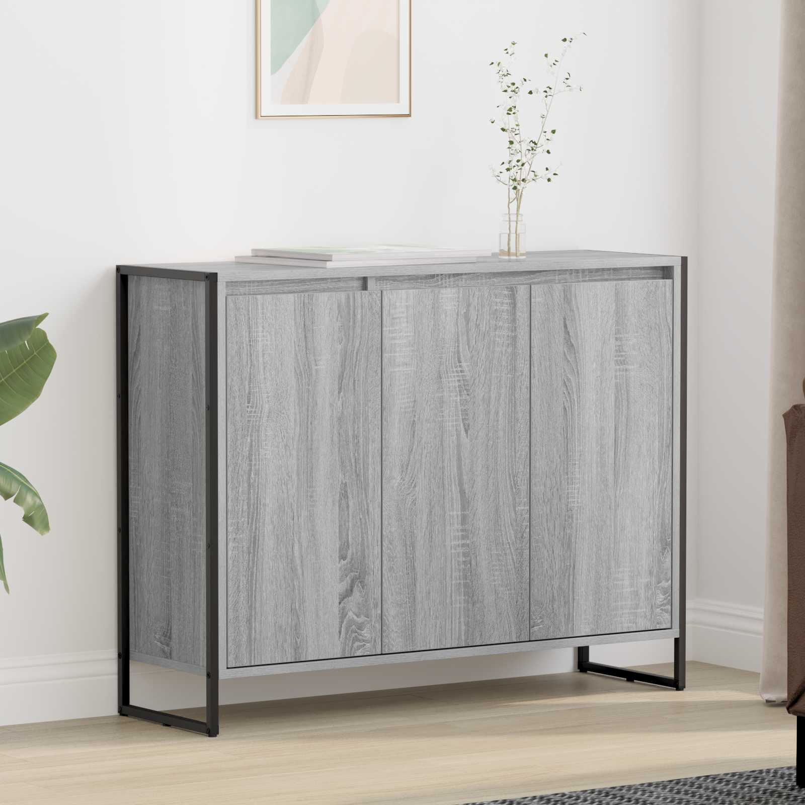 vidaXL Bijzetkast Zwart Eiken 96,5 x 30 x 75 cm Bewerkt hout