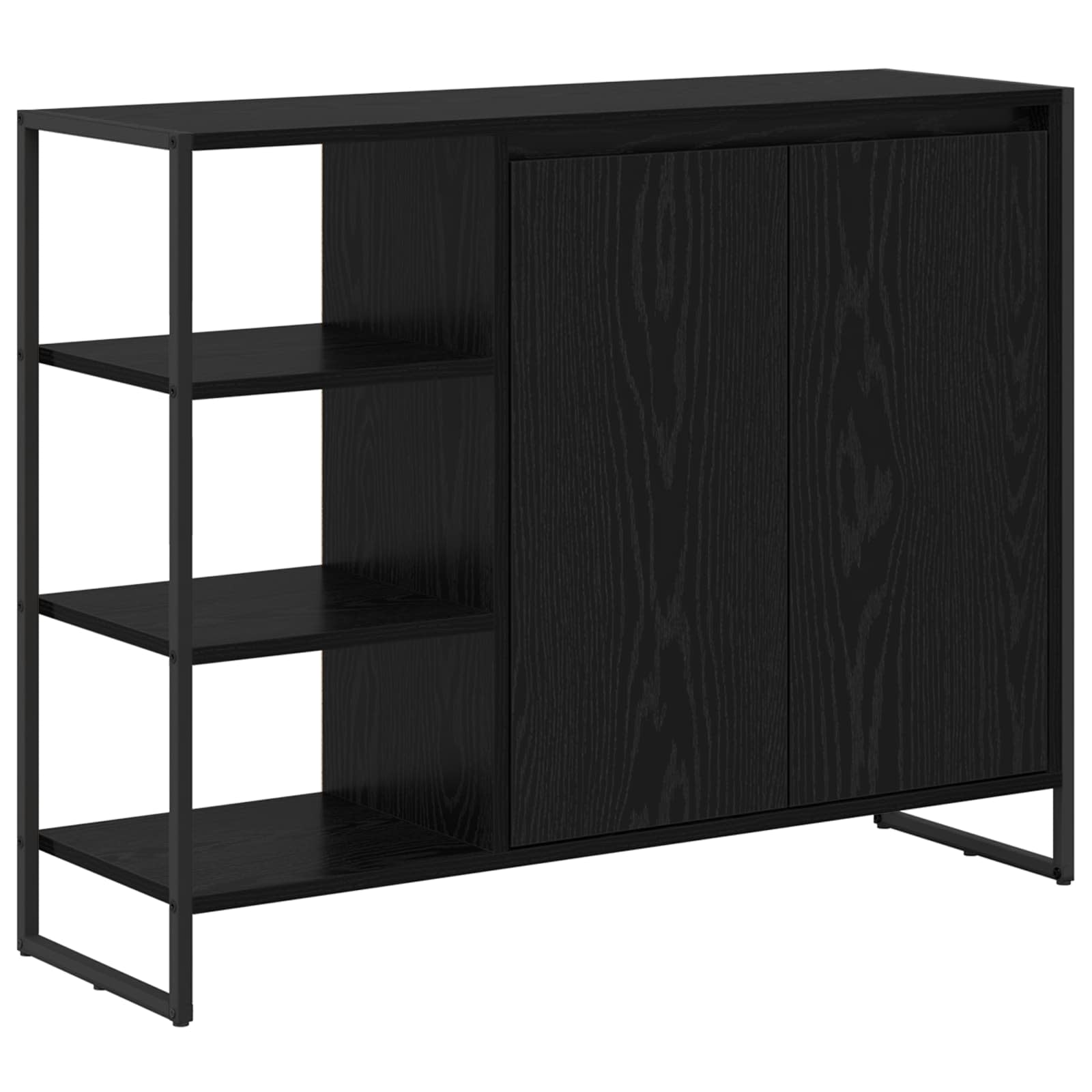vidaXL Bijzetkast Zwart Eiken 96.5 x 30 x 75 cm Bewerkt hout
