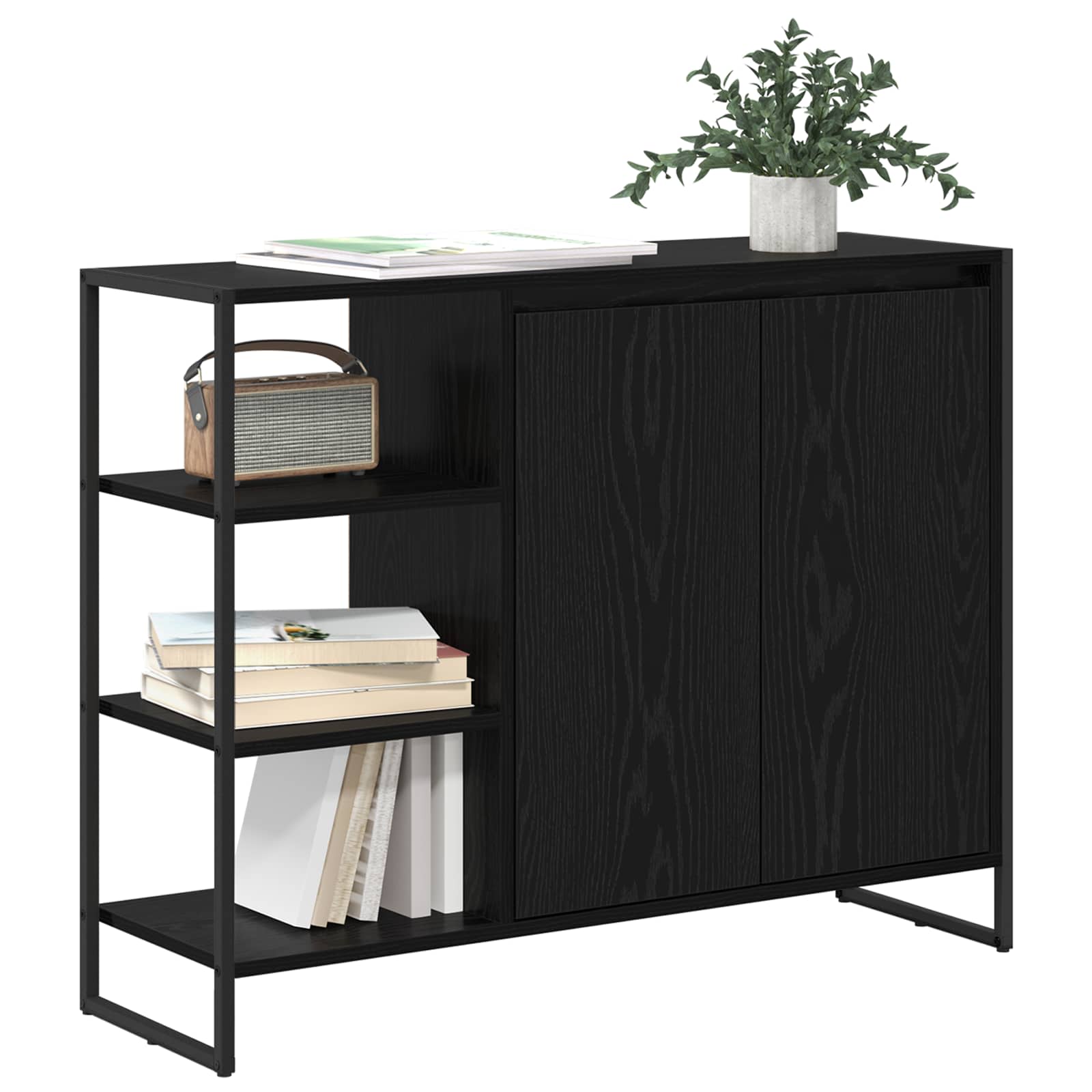 vidaXL Bijzetkast Zwart Eiken 96.5 x 30 x 75 cm Bewerkt hout