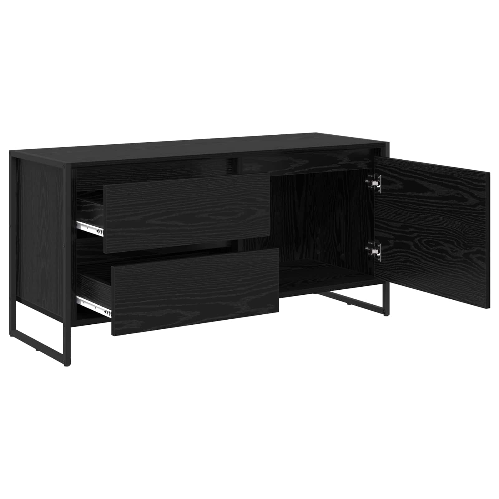 vidaXL TV-kast met lade Zwart Eiken 100 x 36 x 49.5 cm Bewerkt hout