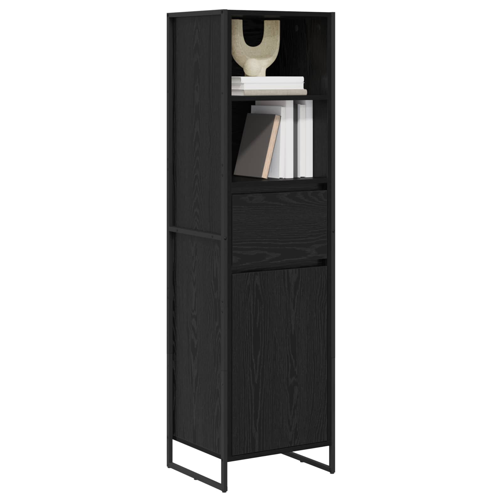 vidaXL Boekenkast met lade Zwart Eiken 43 x 36 x 150.5 cm Bewerkt hout