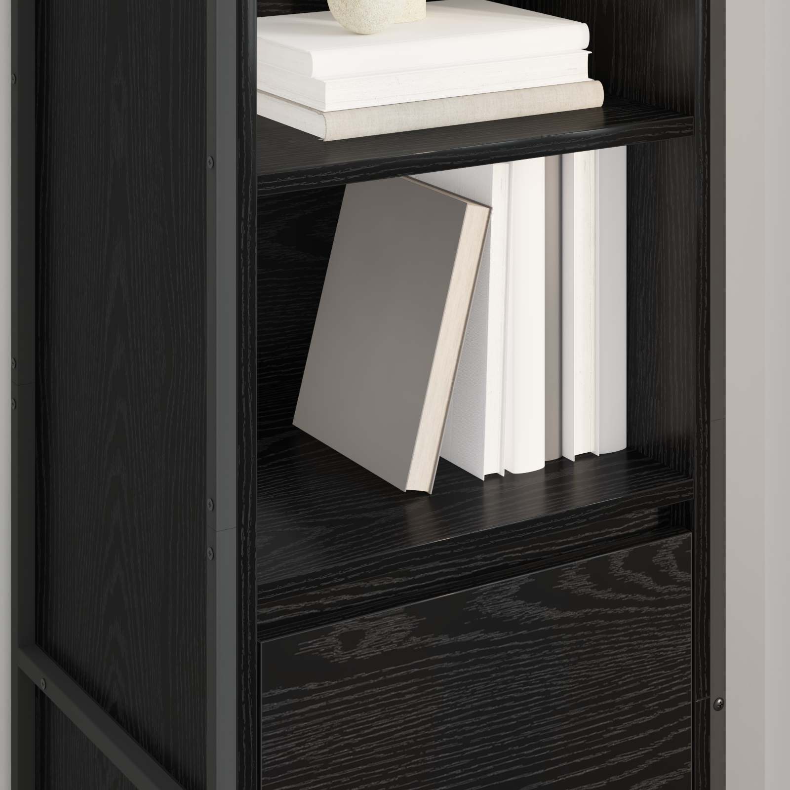 vidaXL Boekenkast met lade Zwart Eiken 43 x 36 x 150.5 cm Bewerkt hout