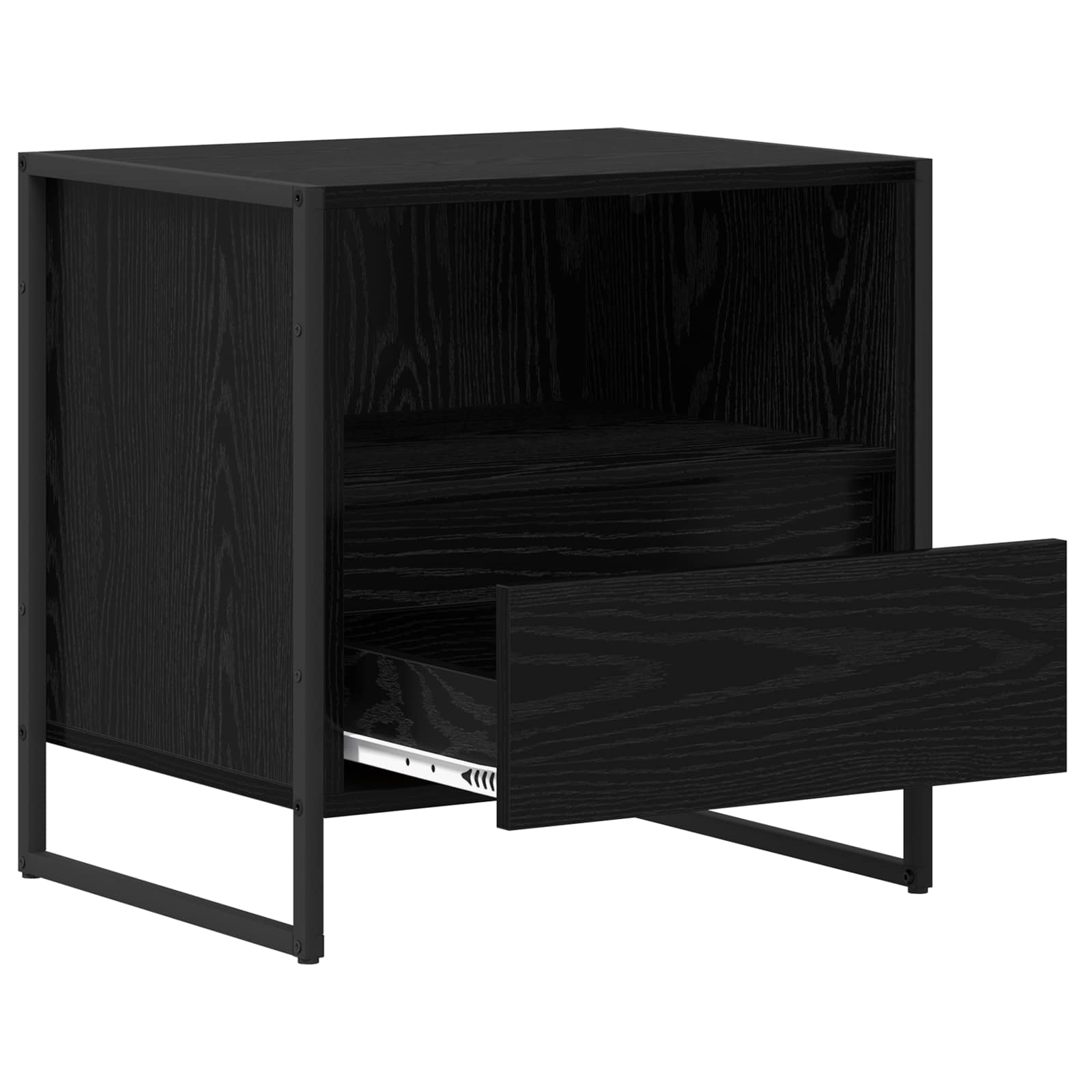 vidaXL Nachtkastje met lade Zwart Eiken 50 x 39,5 x 50 cm Bewerkt hout
